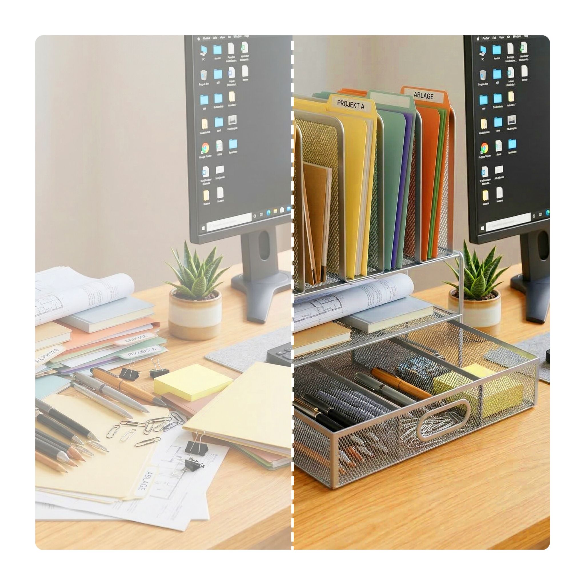 Schreibtisch Organizer Schublade Ablagen Silber von Relaxdays