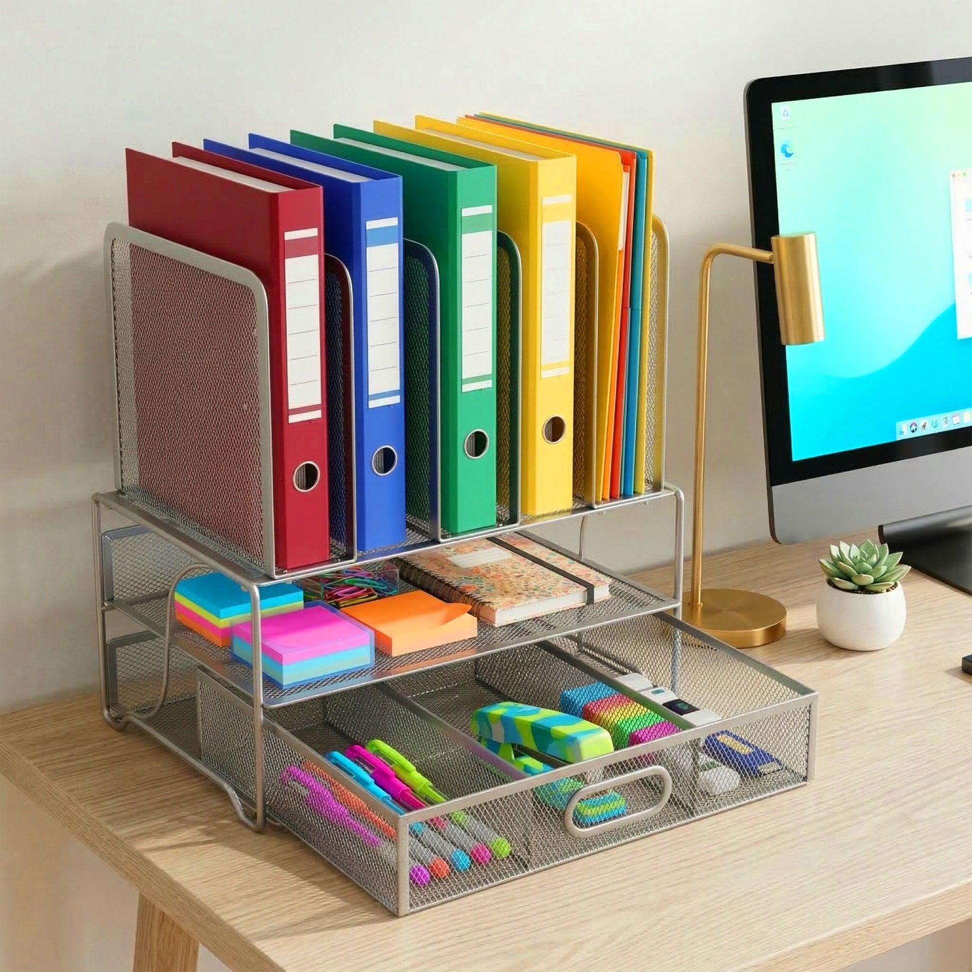 Schreibtisch Organizer Schublade Ablagen Silber von Relaxdays