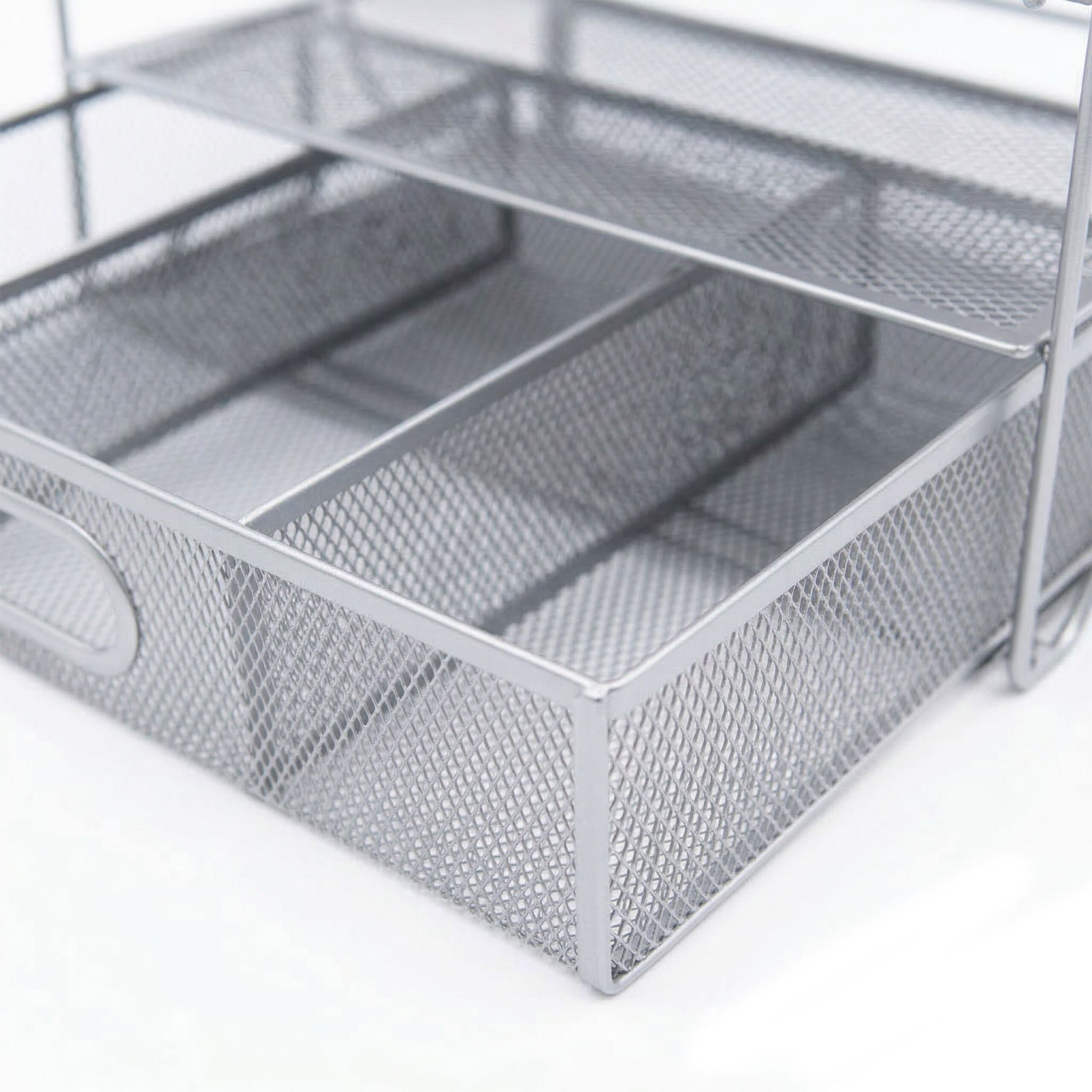 Schreibtisch Organizer Schublade Ablagen Silber von Relaxdays