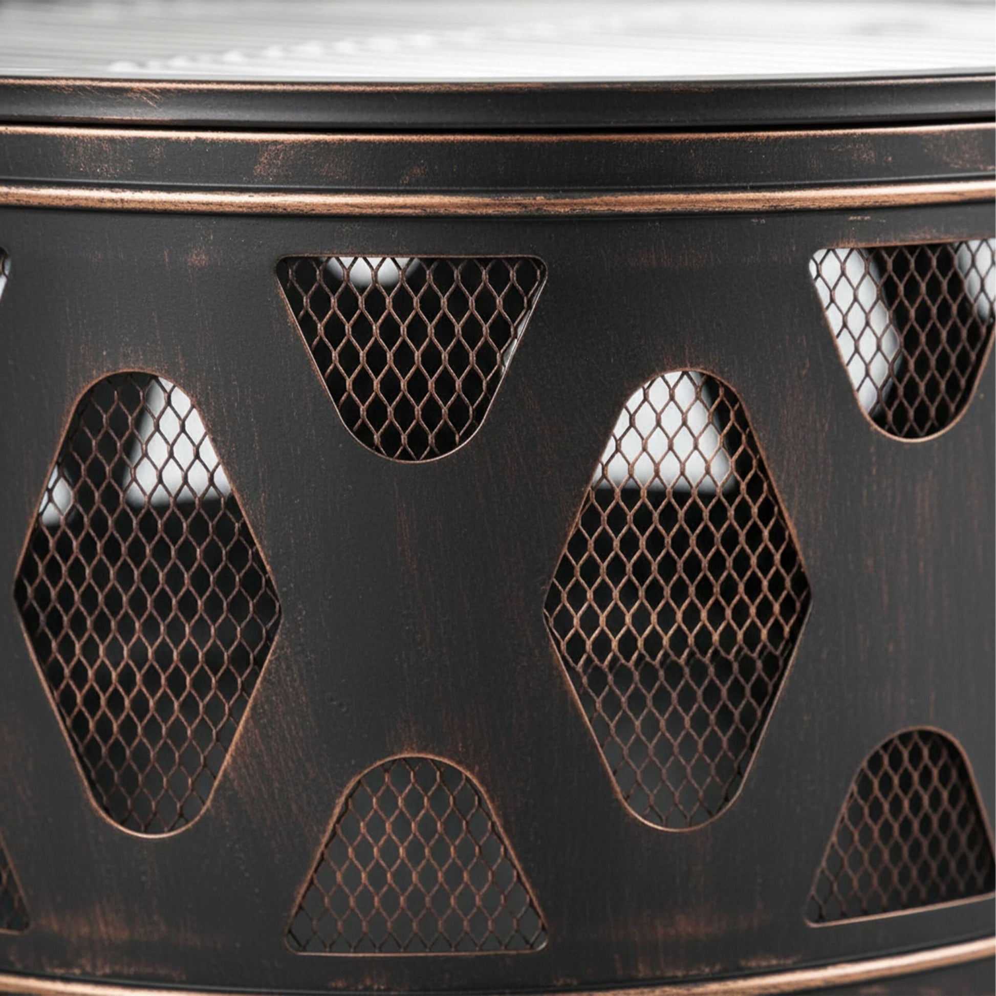 Feuerschale mit Grillrost Gold-Schwarz von Relaxdays
