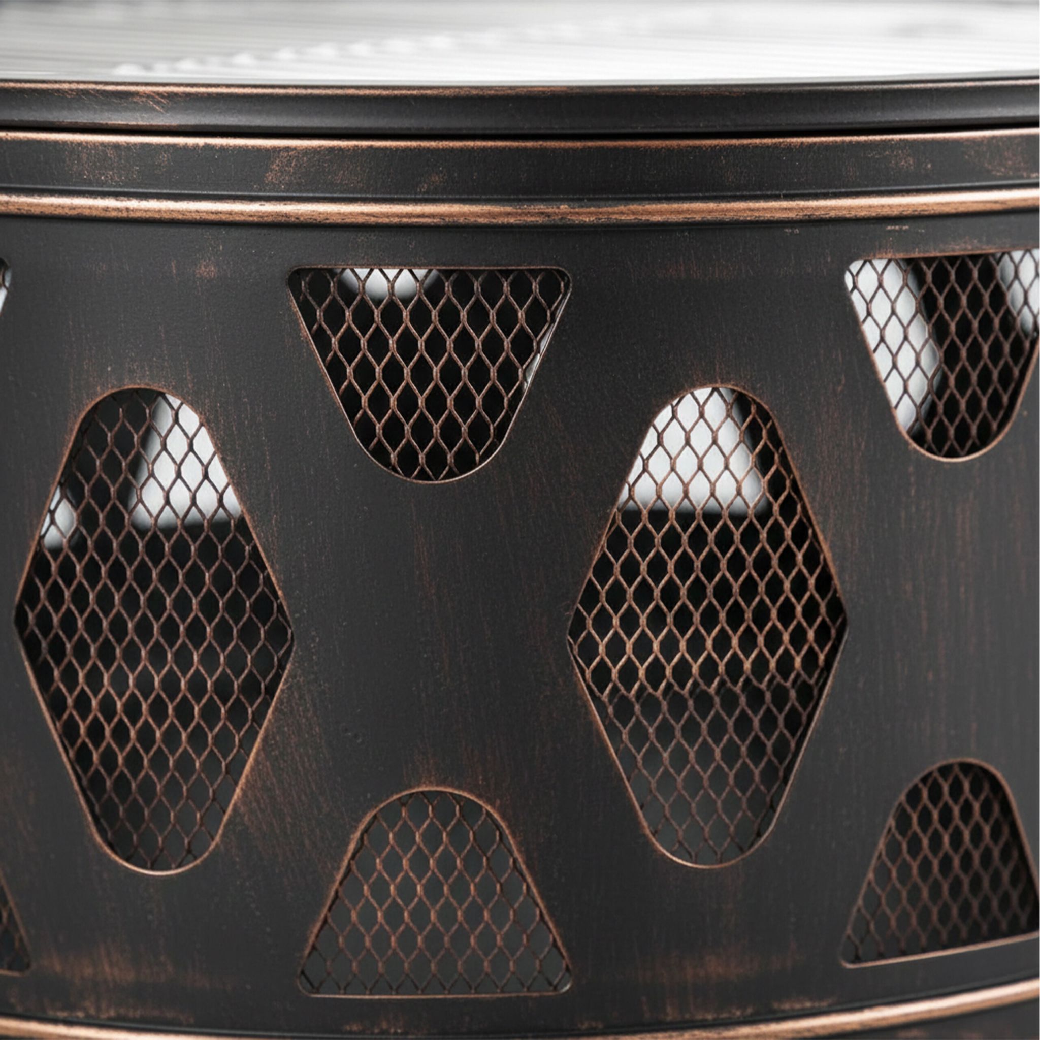 Feuerschale mit Grillrost Gold-Schwarz von Relaxdays
