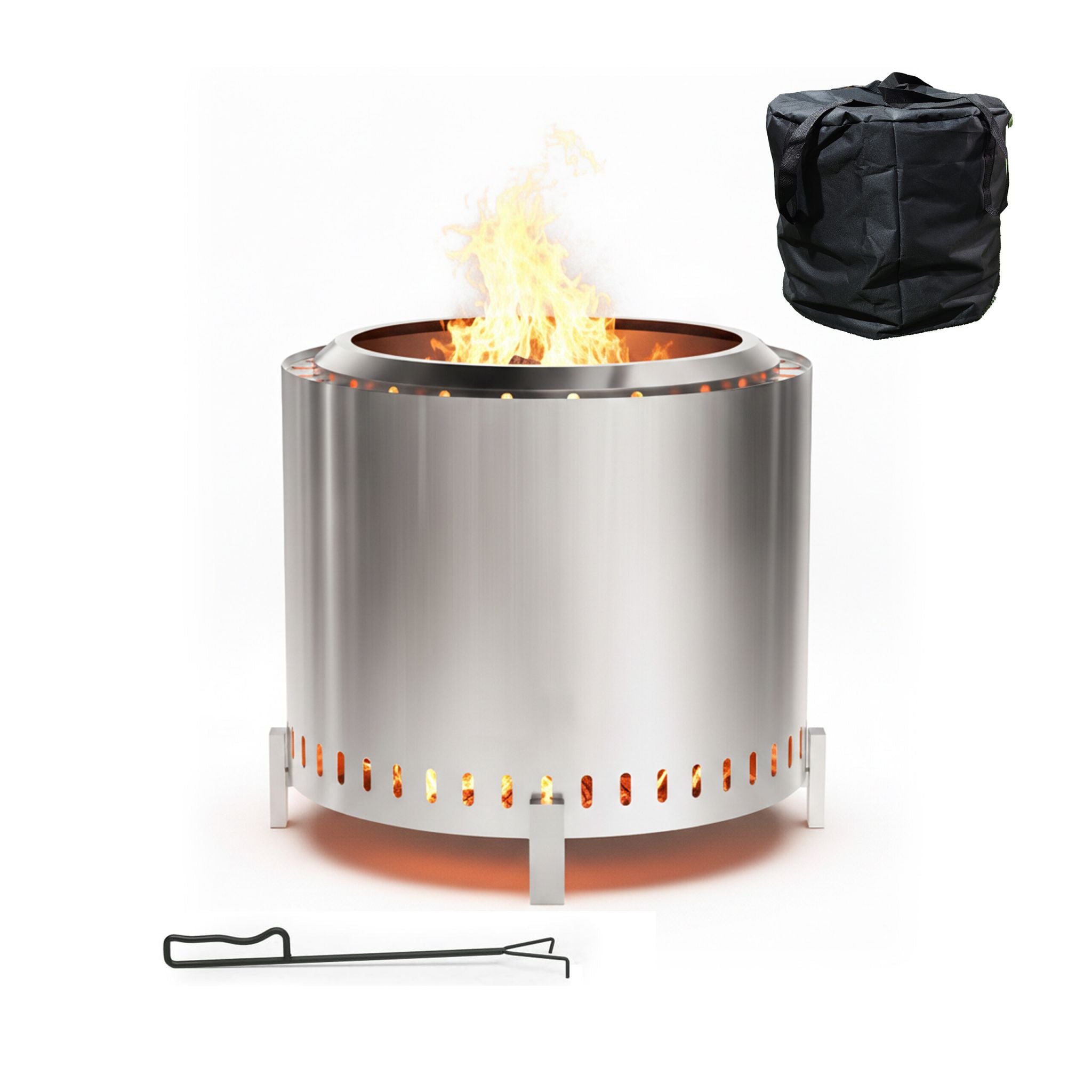 Feuerschale ohne Rauch 45 x 49cm Silber von Relaxdays