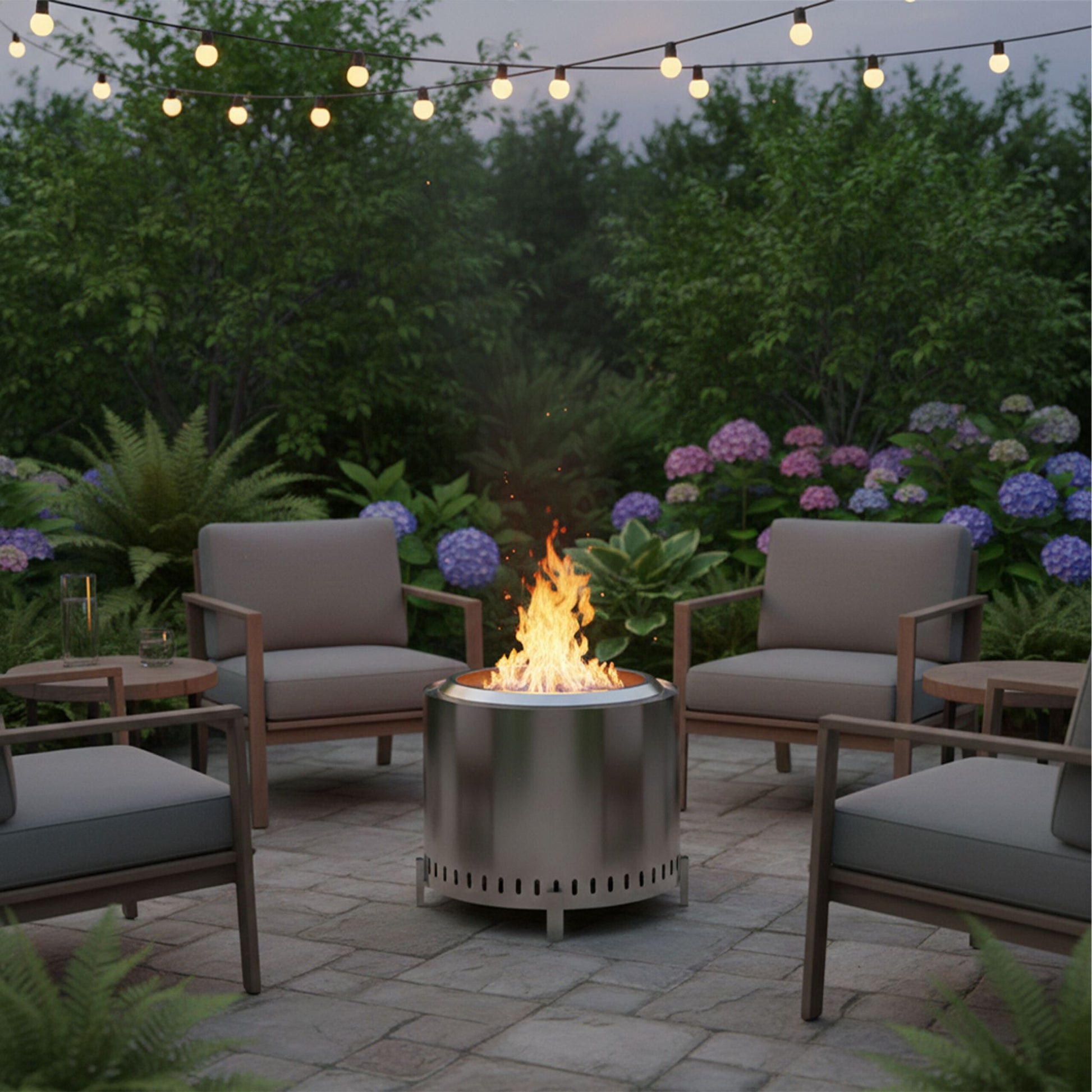 Feuerschale ohne Rauch 45 x 49cm Silber von Relaxdays