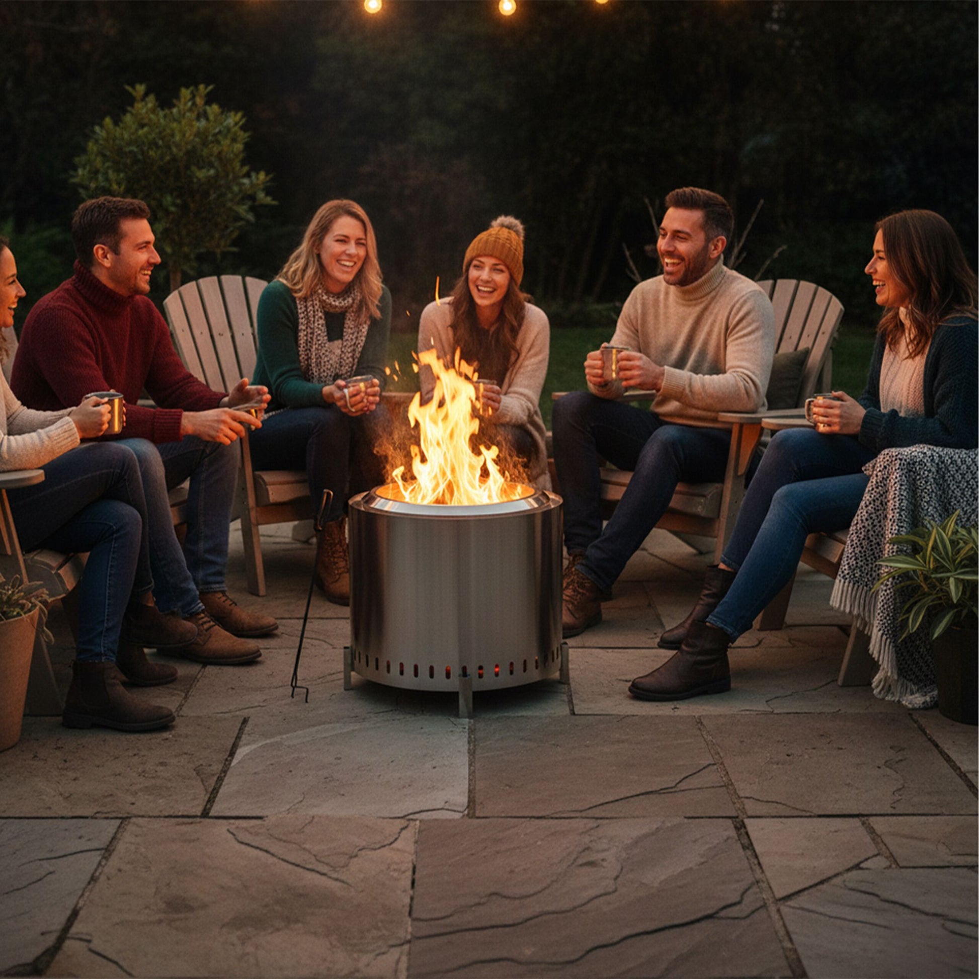 Feuerschale ohne Rauch 45 x 49cm Silber von Relaxdays
