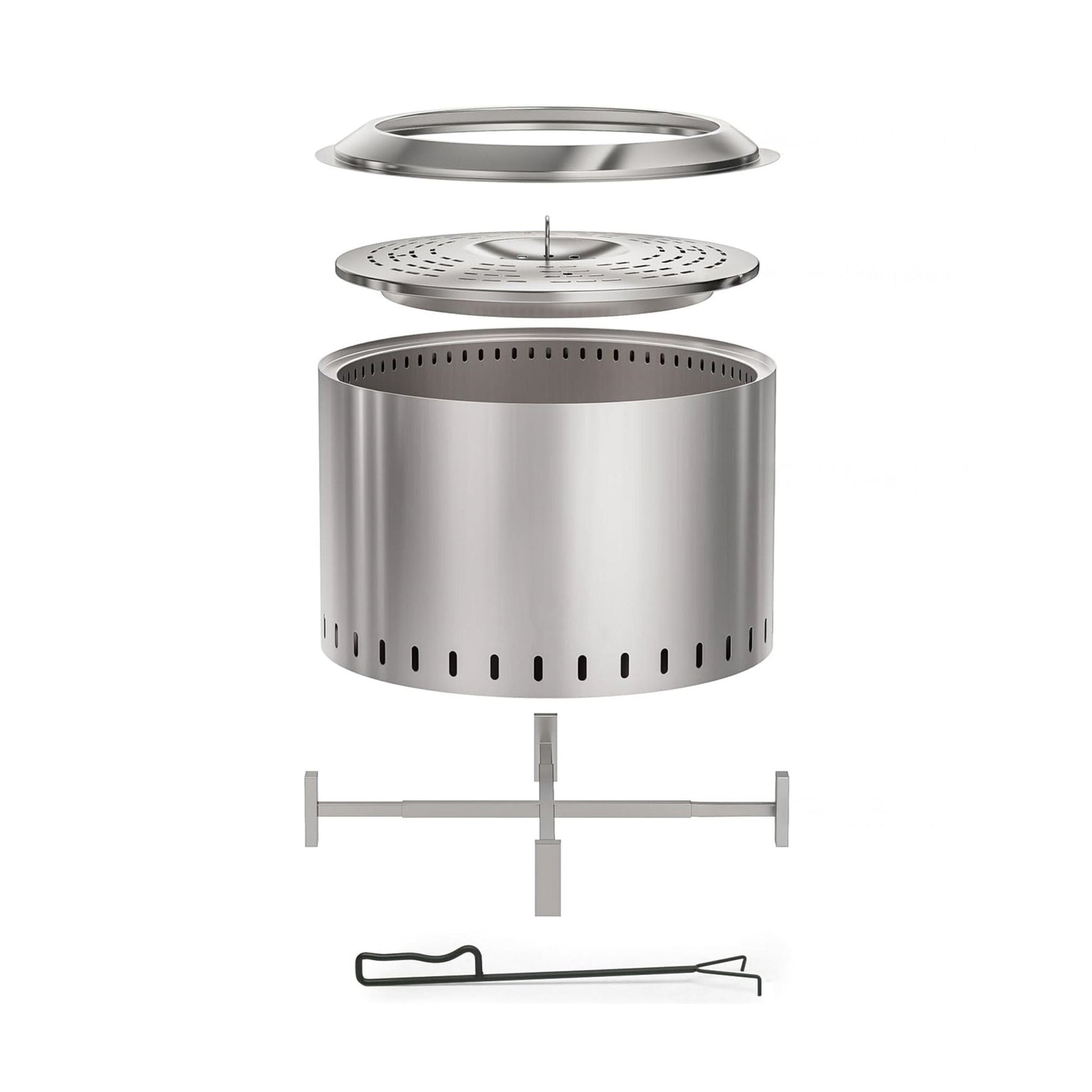 Feuerschale ohne Rauch 45 x 49cm Silber von Relaxdays