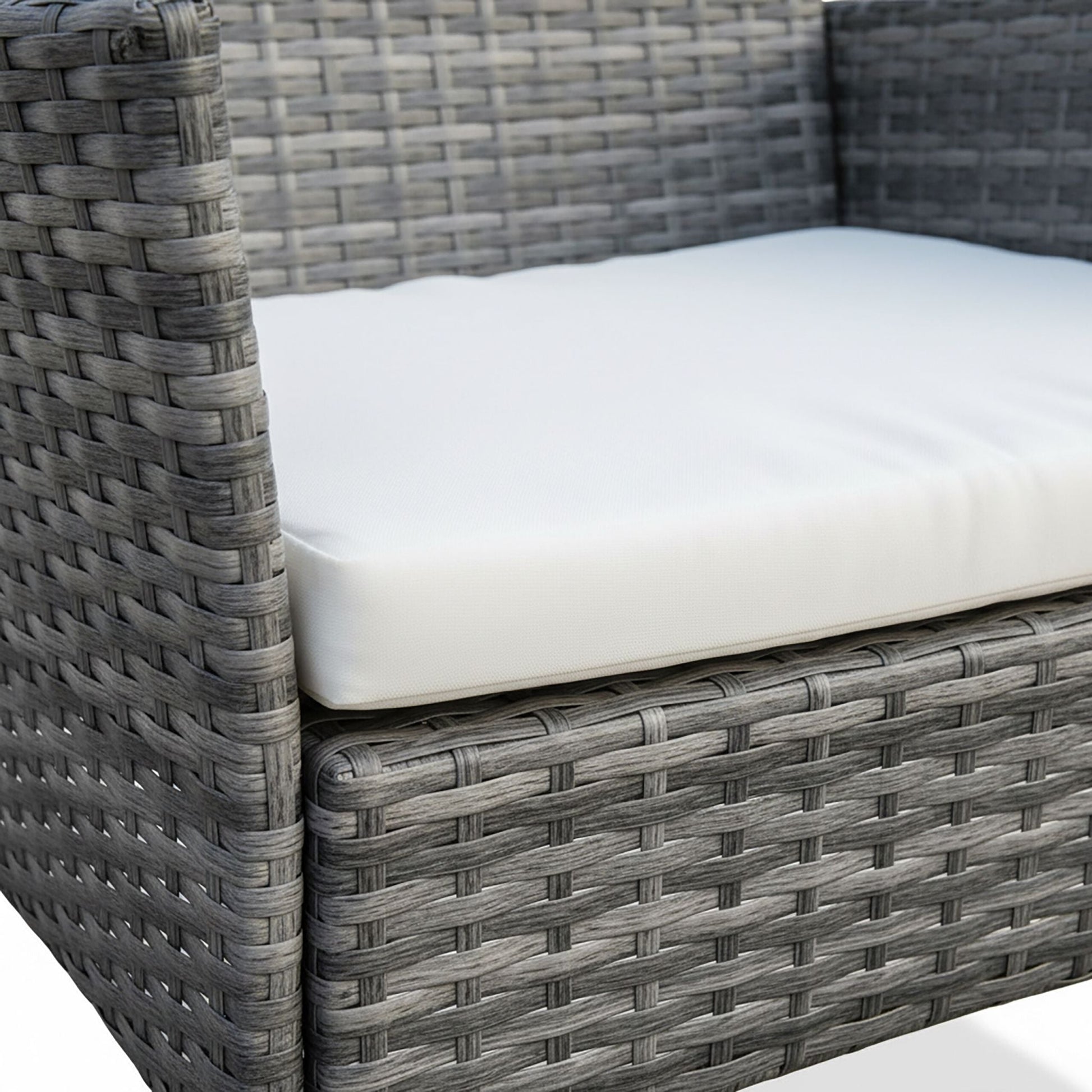 Gartenmöbel 4er-Set Rattan Creme-Grau von Relaxdays
