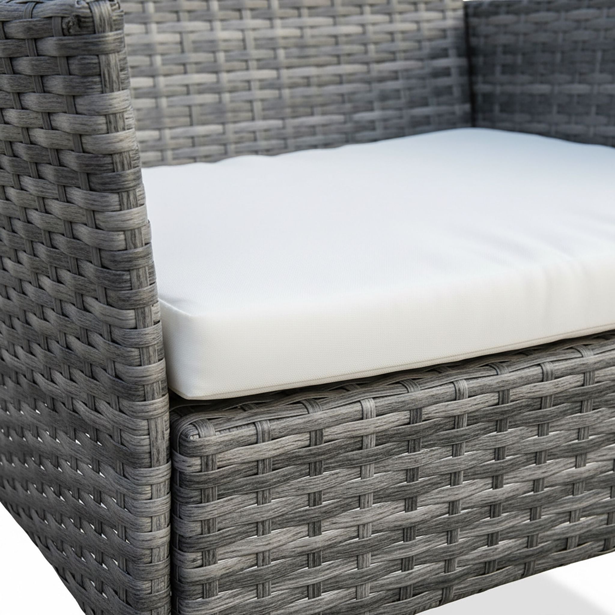 Gartenmöbel 4er-Set Rattan Creme-Grau von Relaxdays
