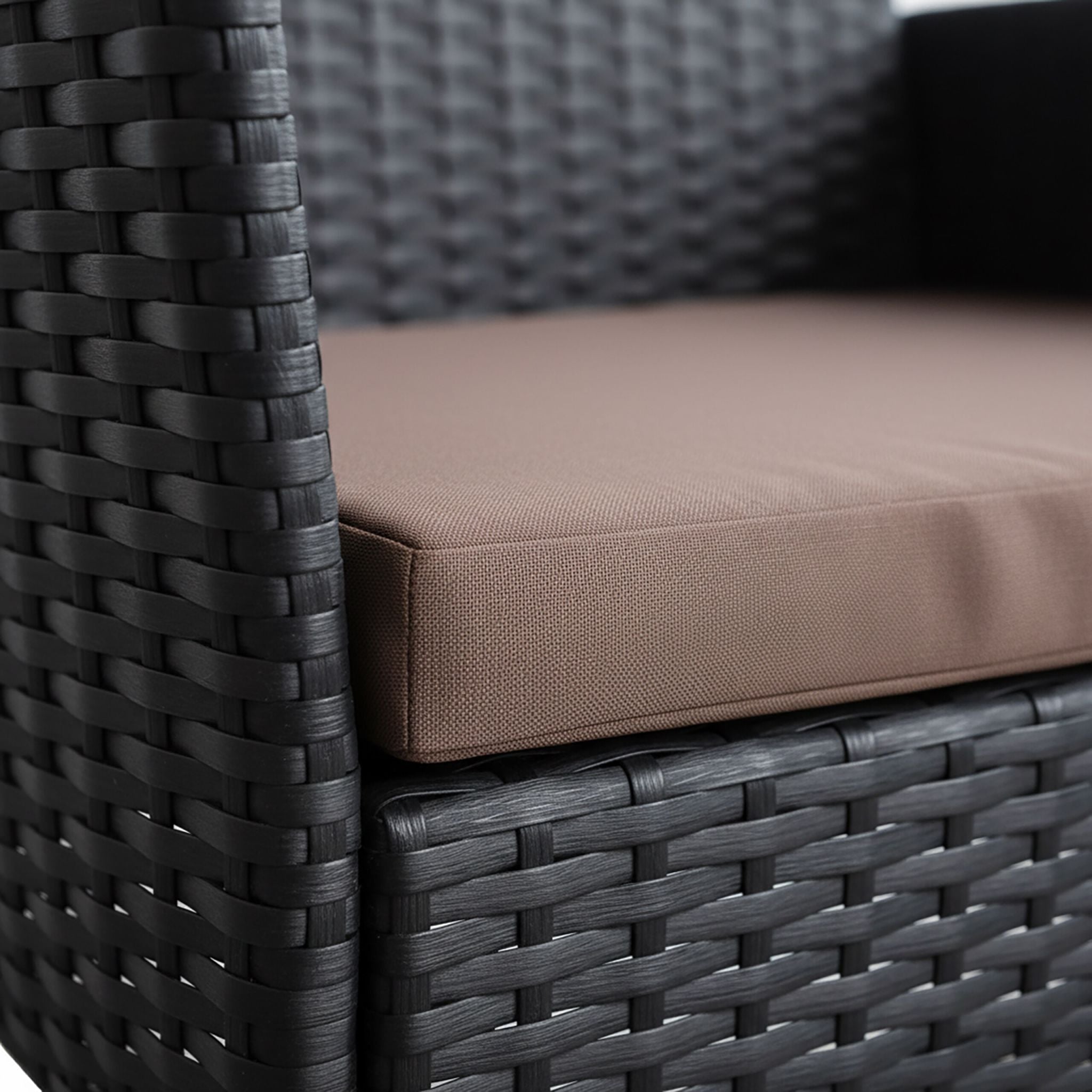 Gartenmöbel 4er-Set Rattan Schwarz-Grau von Relaxdays