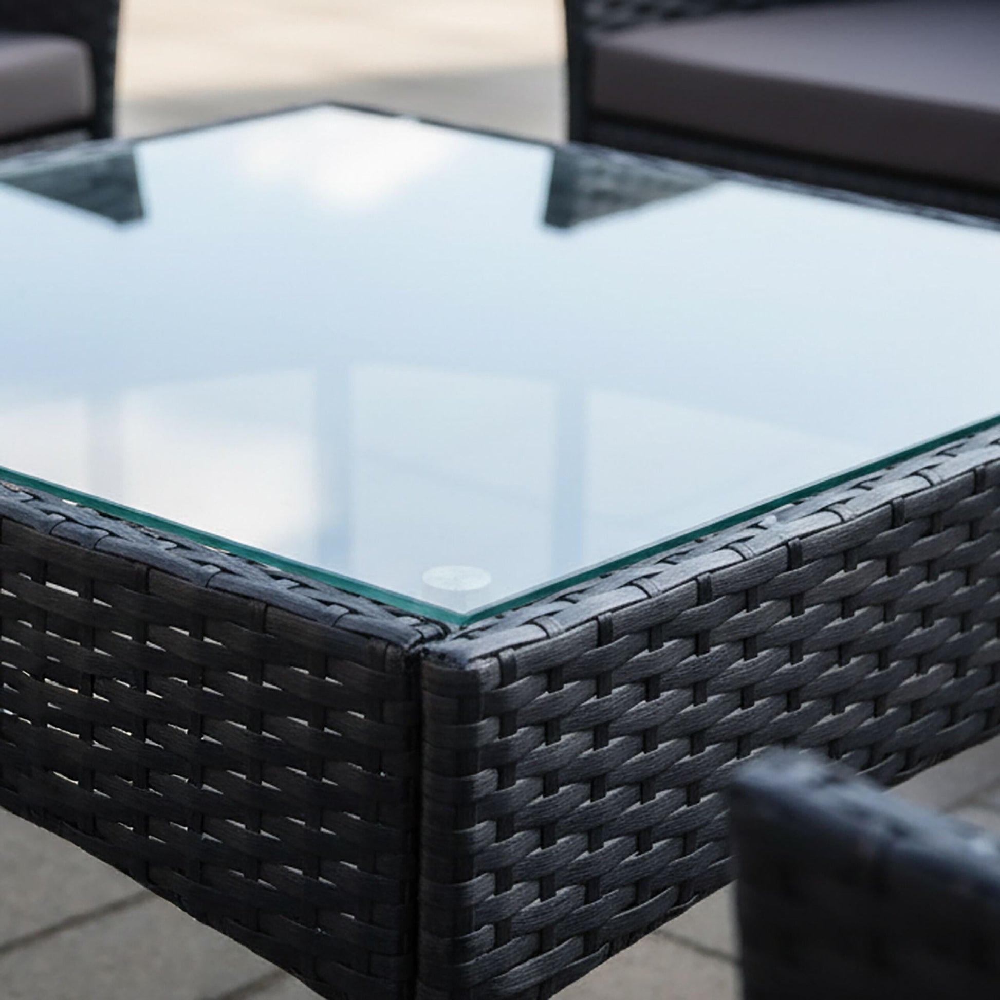 Gartenmöbel 4er-Set Rattan Schwarz-Grau von Relaxdays