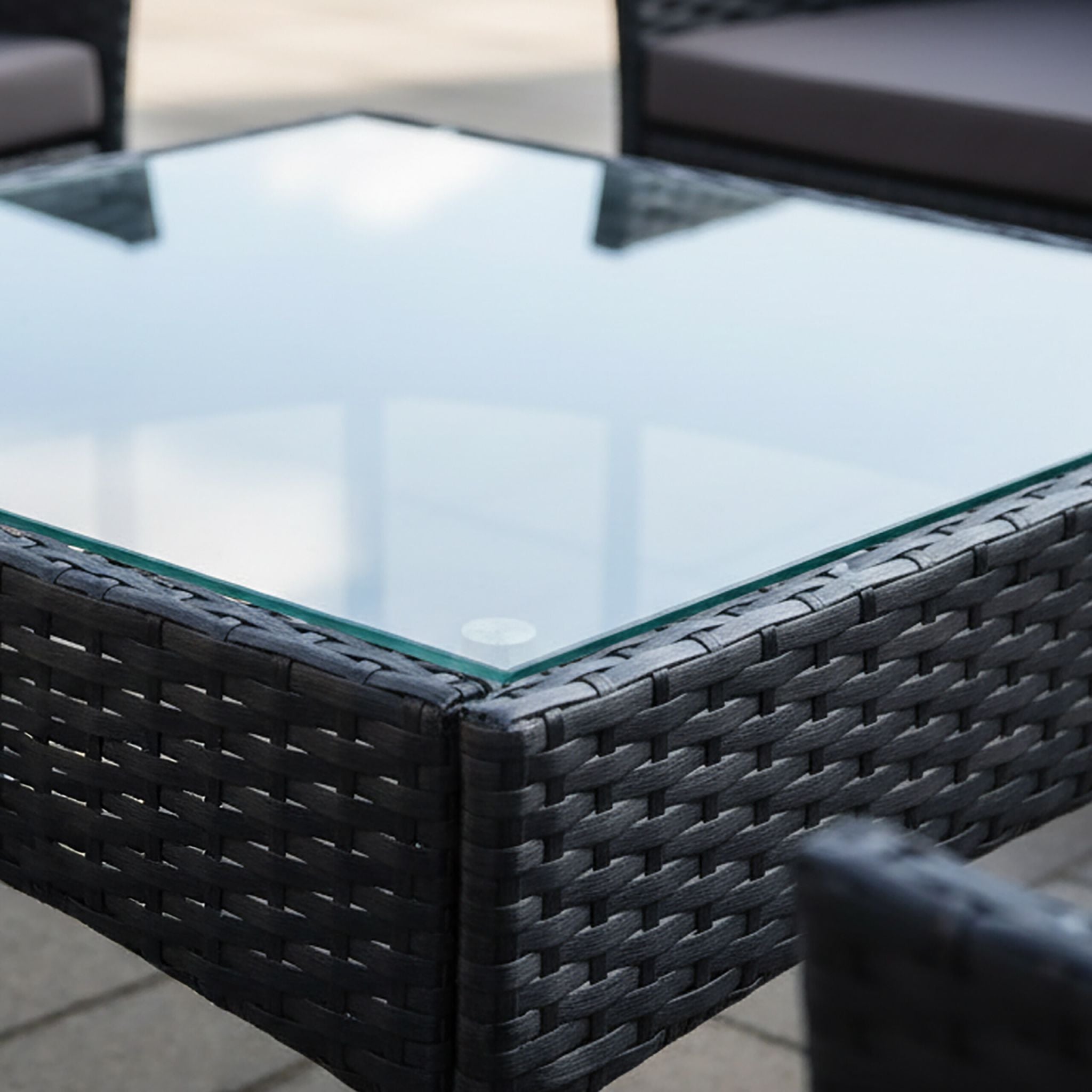 Gartenmöbel 4er-Set Rattan Schwarz-Grau von Relaxdays