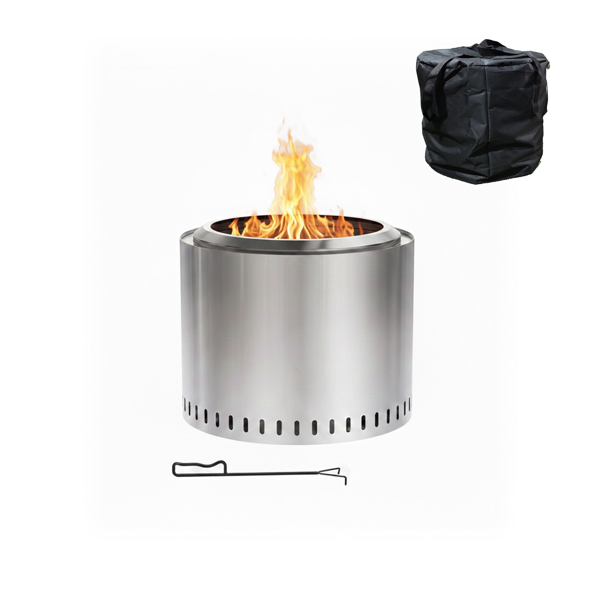 Feuerschale ohne Rauch 40 x 49cm Silber von Relaxdays