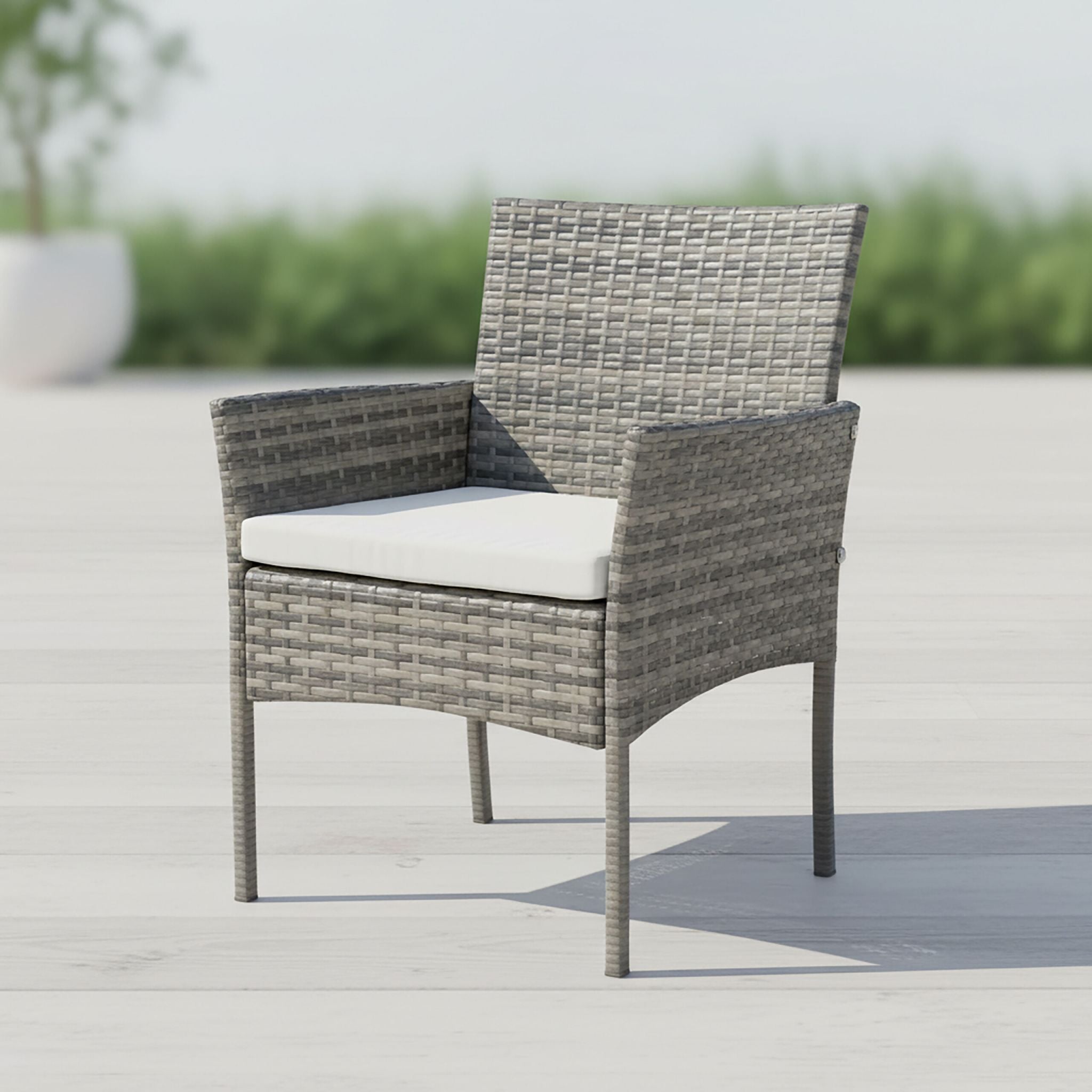 Gartenmöbel 3er-Set Rattan Creme-Schwarz-Grau