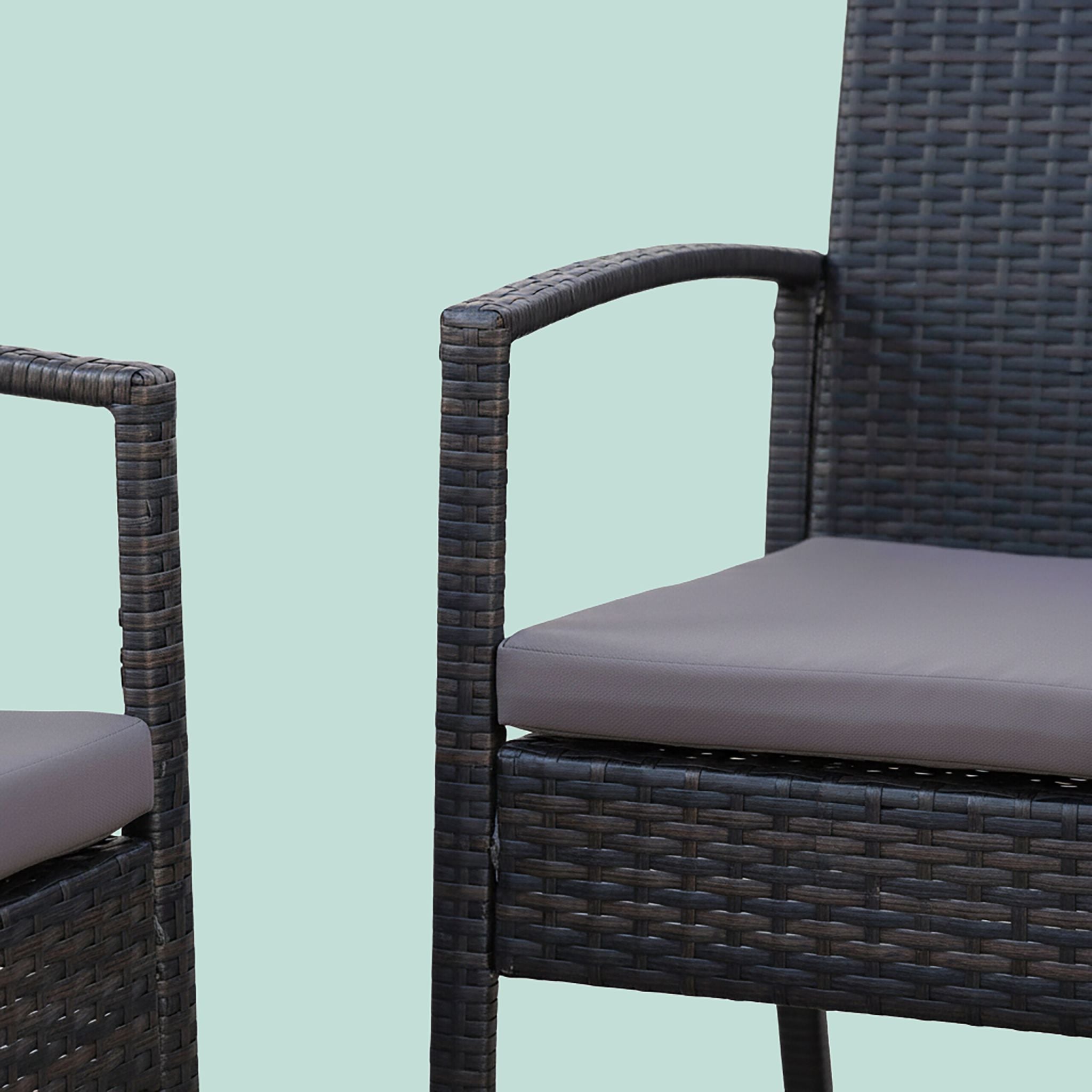 Gartenmöbel 4er-Set Rattan Schwarz-Grau von Relaxdays