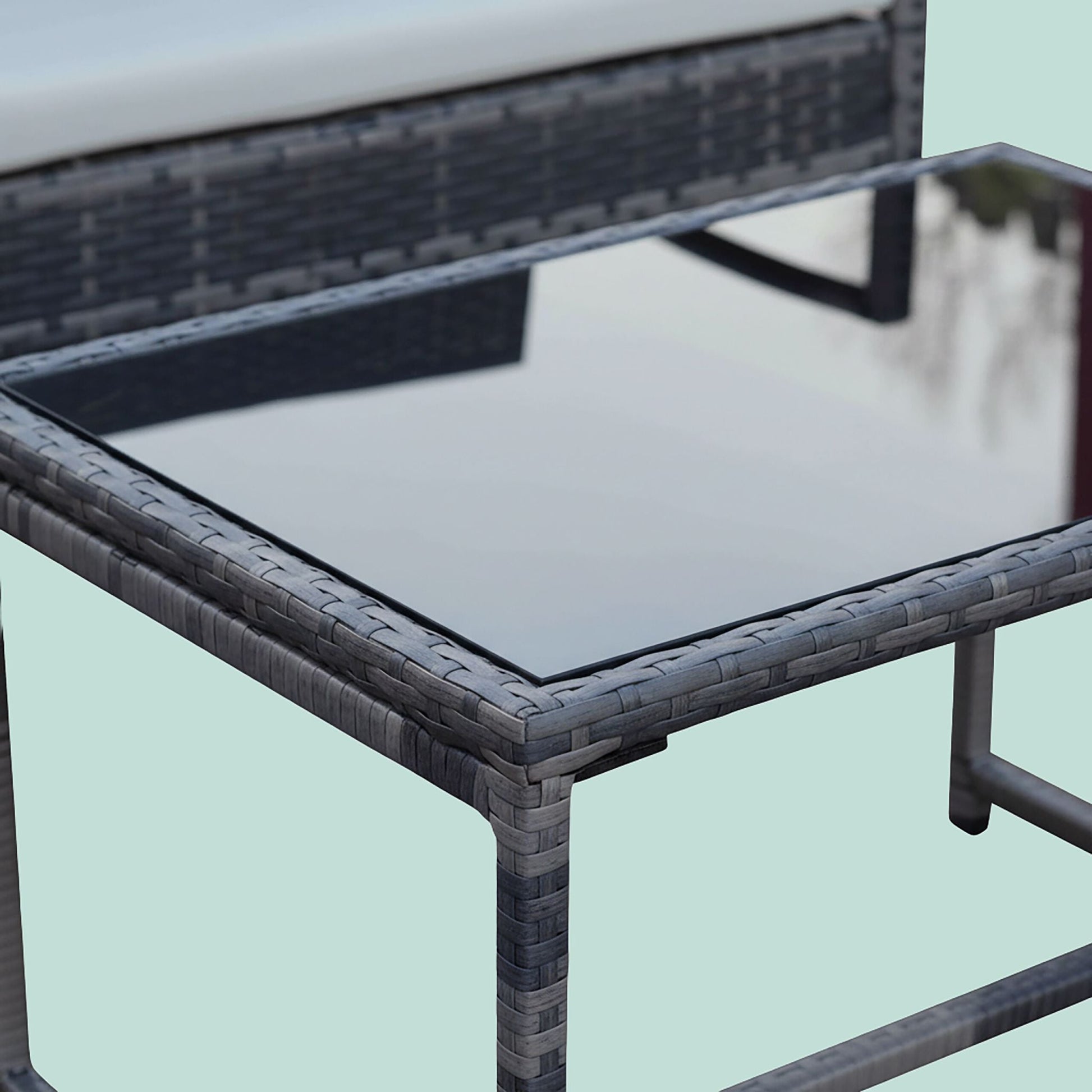 Gartenmöbel 4er-Set Rattan Creme-Grau von Relaxdays