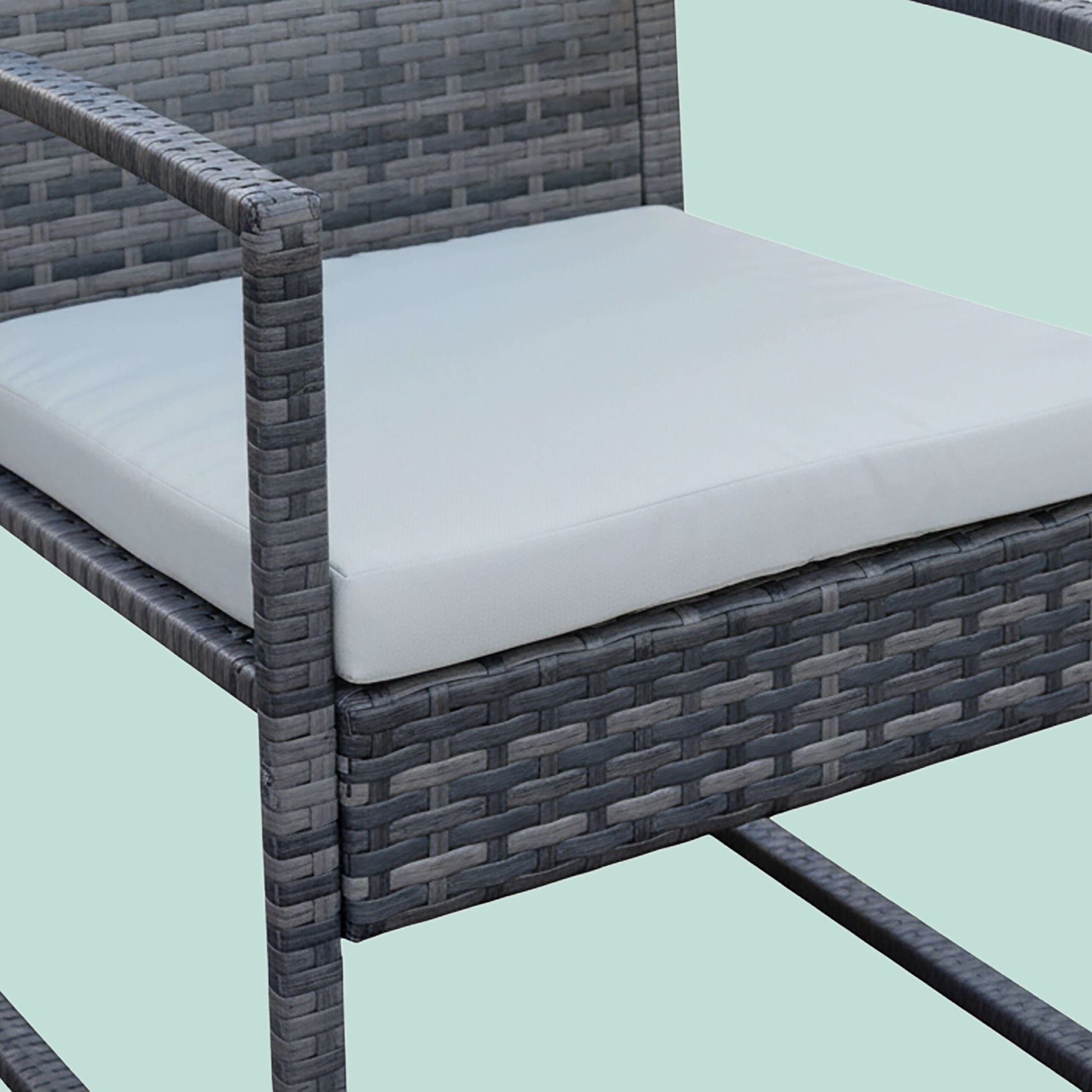 Gartenmöbel 4er-Set Rattan Creme-Grau von Relaxdays