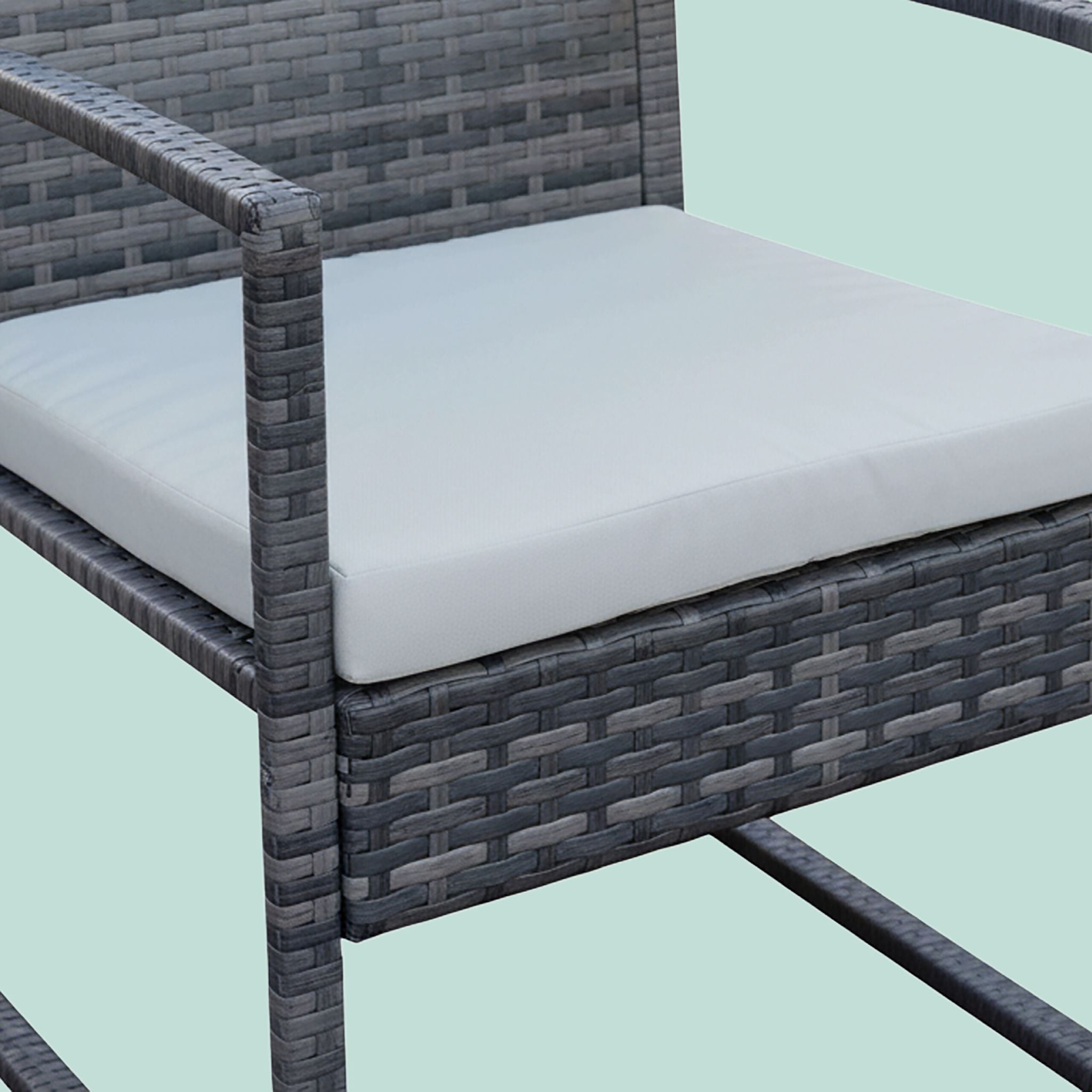 Gartenmöbel 4er-Set Rattan Creme-Grau von Relaxdays