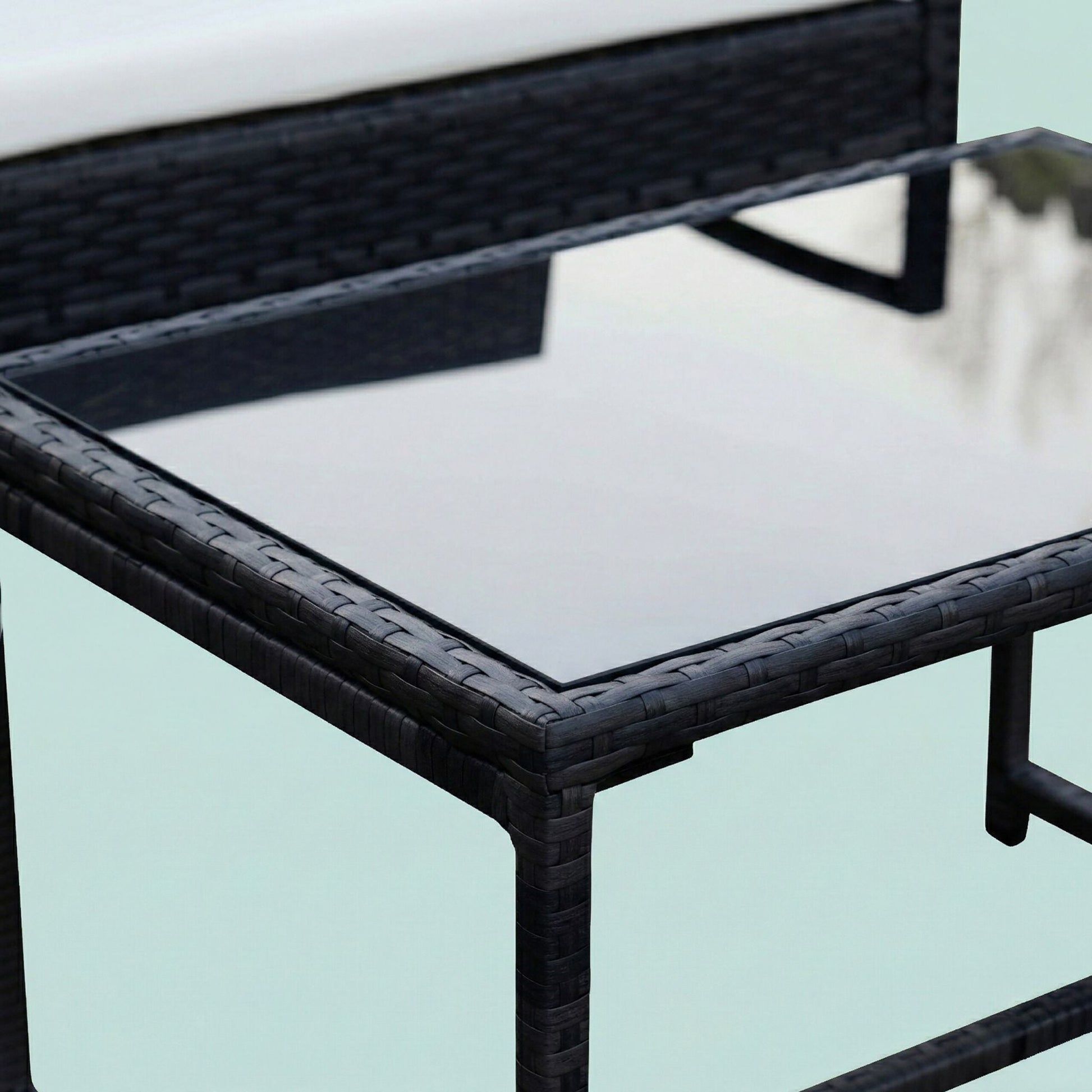 Gartenmöbel 4er-Set Rattan Schwarz-Grau von Relaxdays