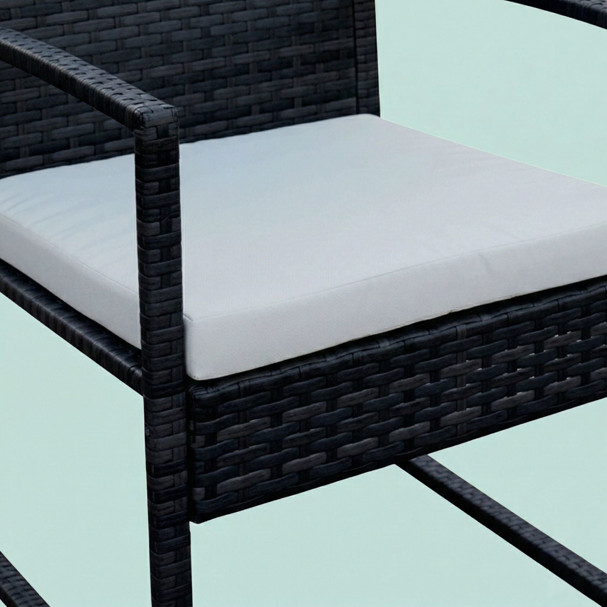 Gartenmöbel 4er-Set Rattan Schwarz-Grau von Relaxdays