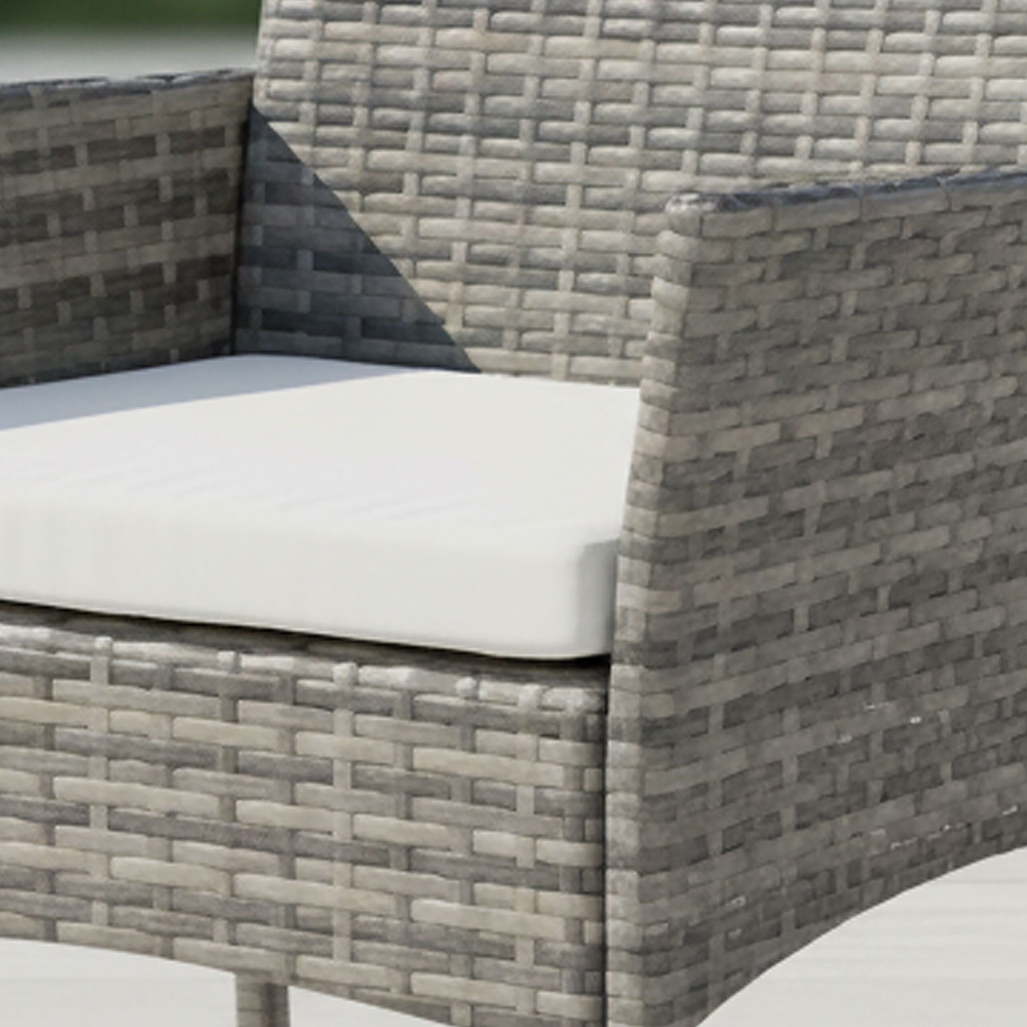 Gartenmöbel 3er-Set Rattan Creme-Grau