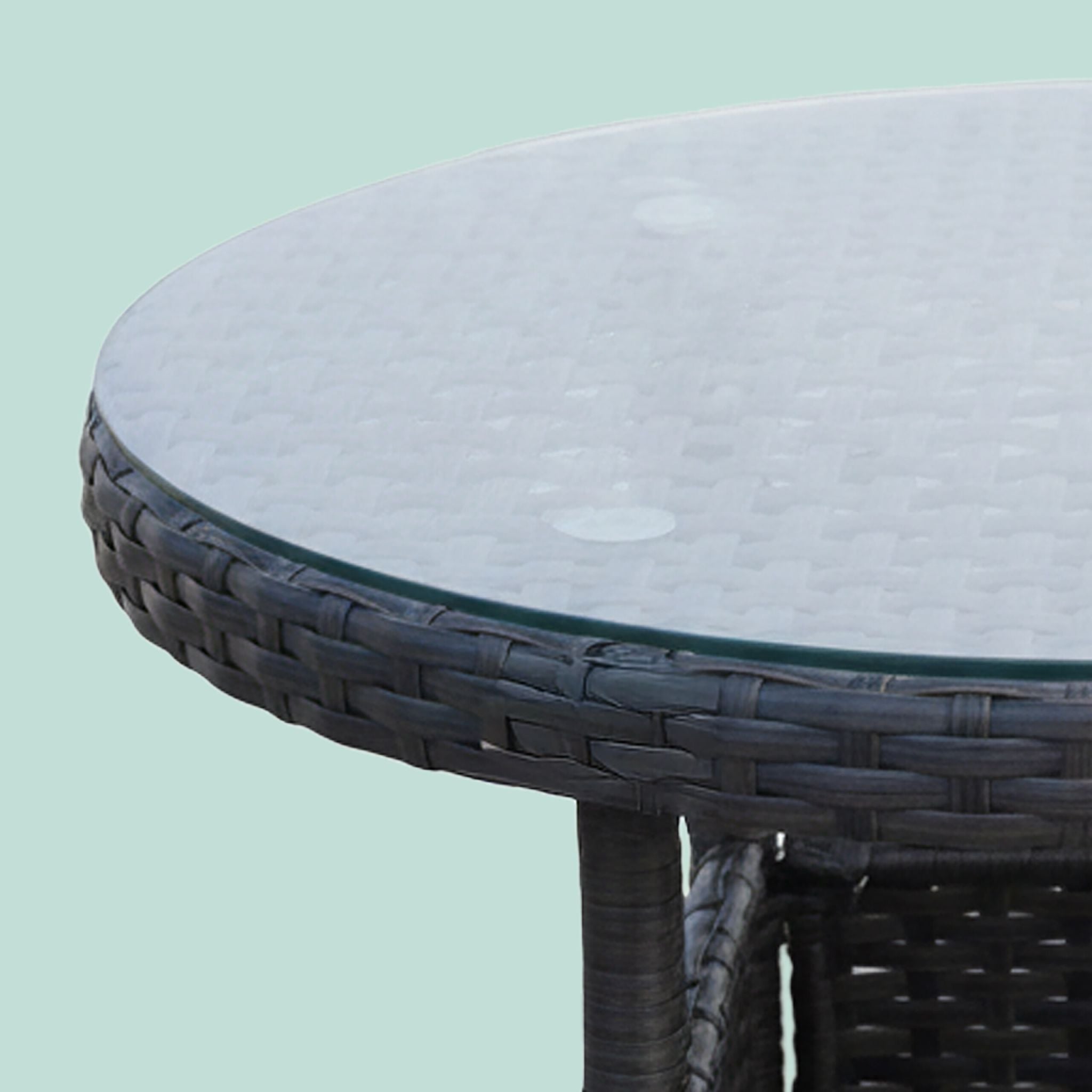 Gartenmöbel 3er-Set Rattan Schwarz-Grau von Relaxdays