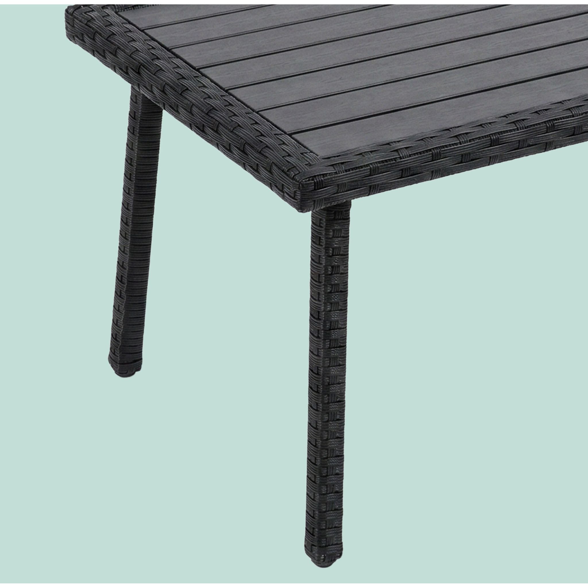 Gartenmöbel 4er-Set Rattan Schwarz-Grau