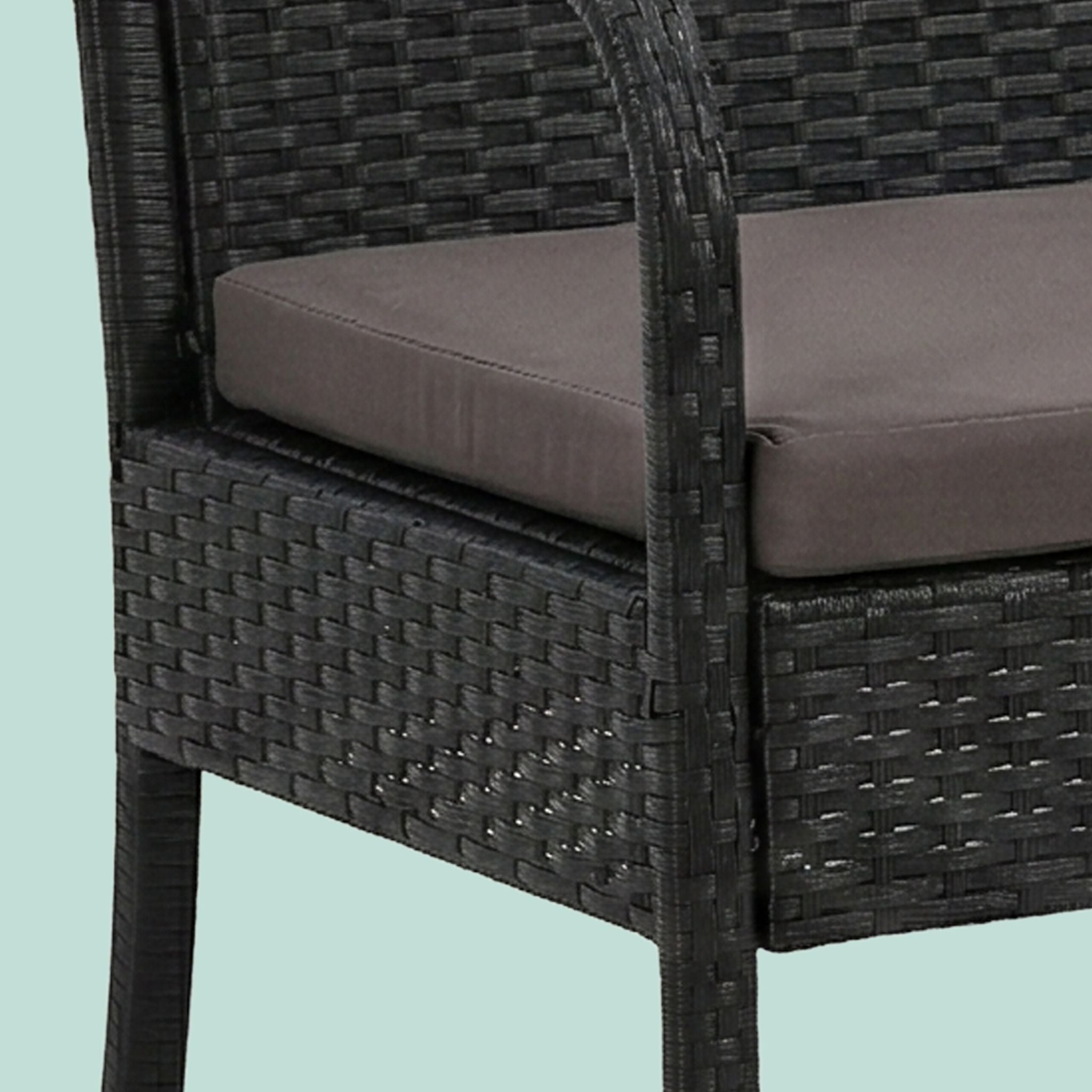 Gartenmöbel 4er-Set Rattan Schwarz-Grau