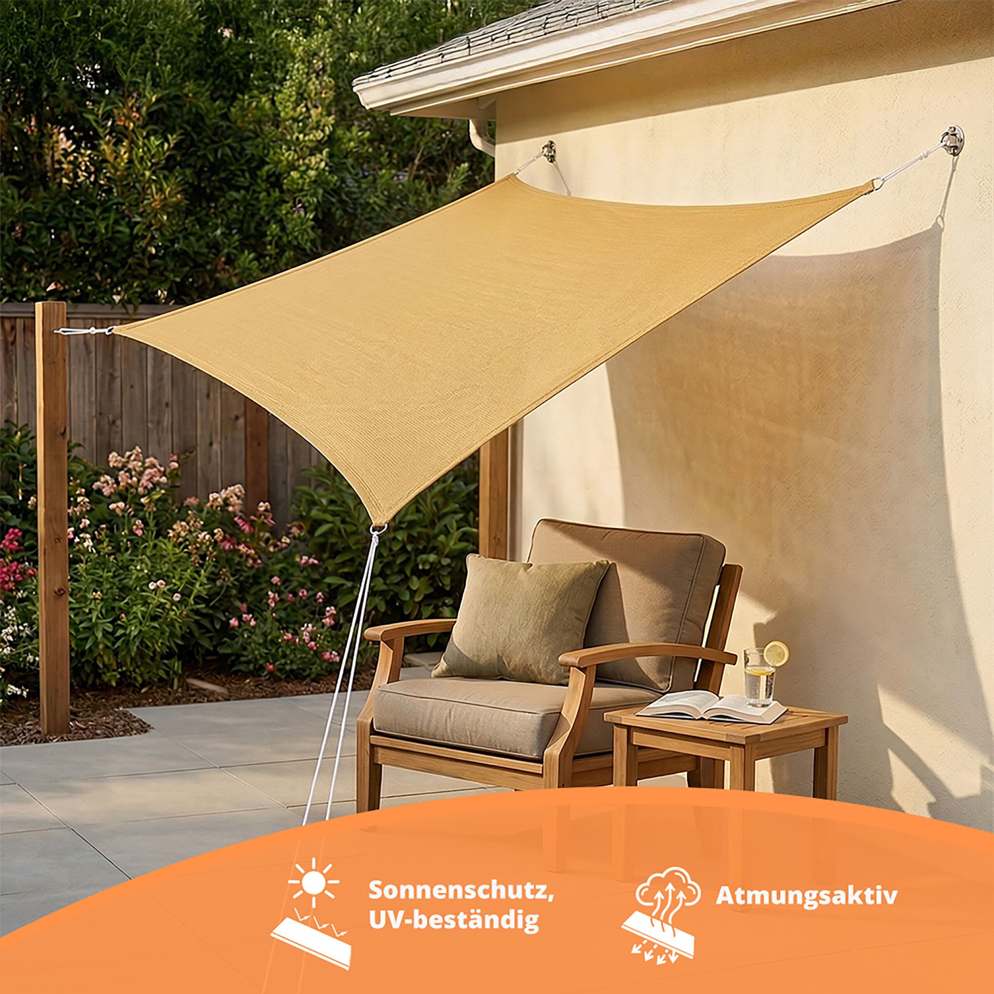 Sonnensegel HDPE Beige von Relaxdays
