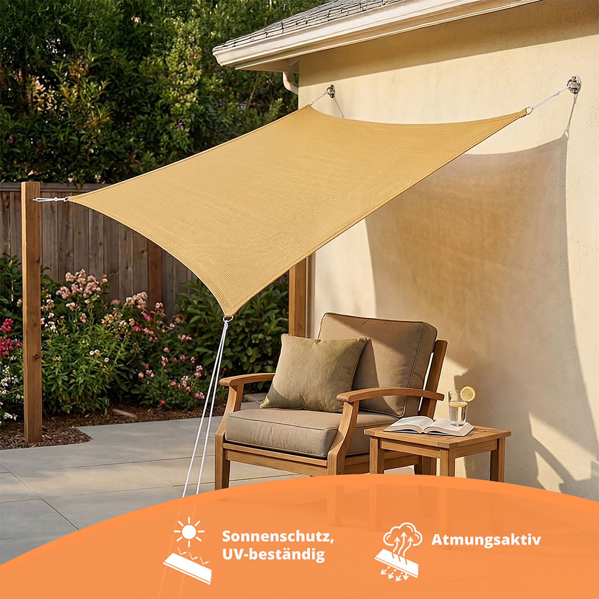 Sonnensegel HDPE Beige von Relaxdays