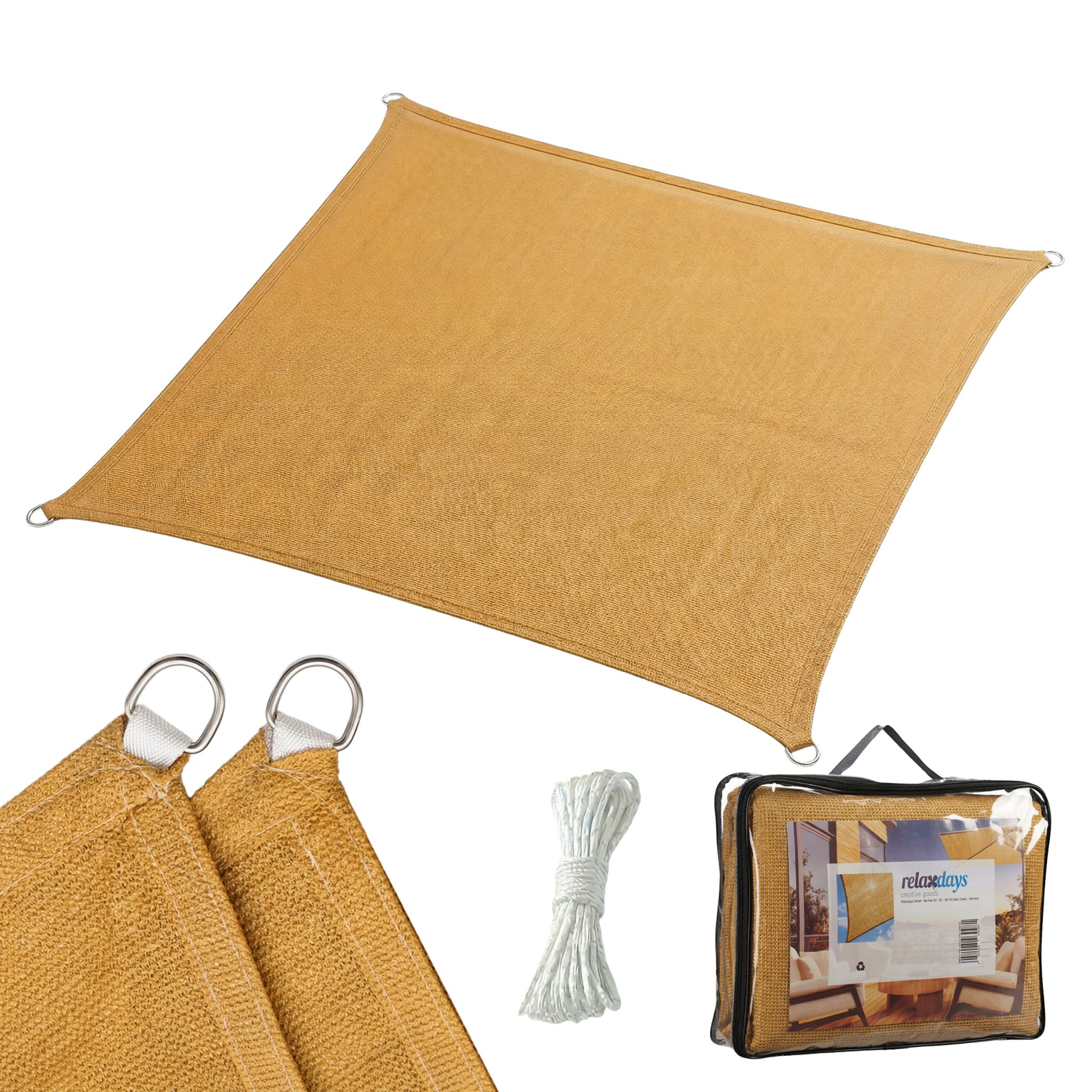 Sonnensegel HDPE Beige von Relaxdays
