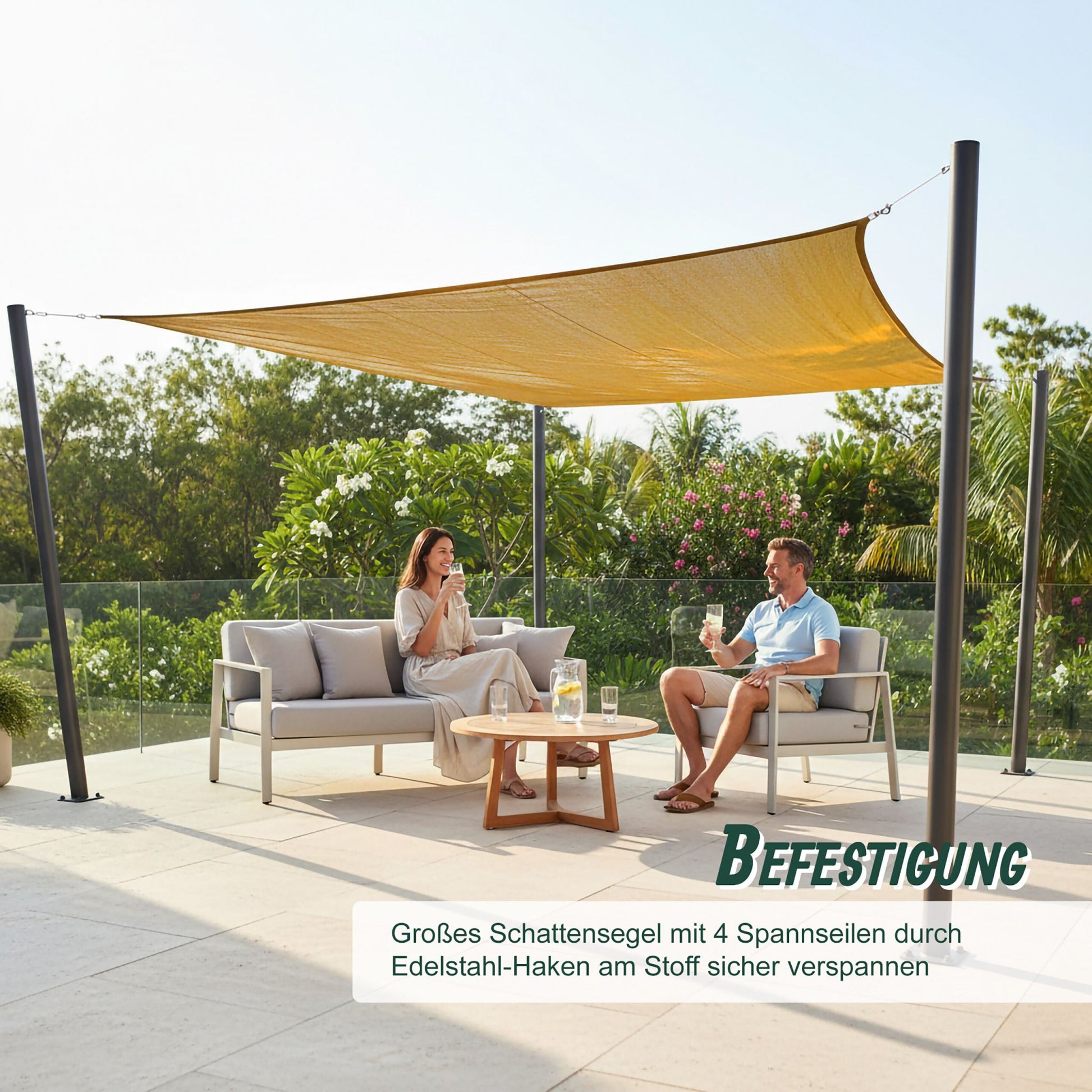 Sonnensegel HDPE Beige von Relaxdays