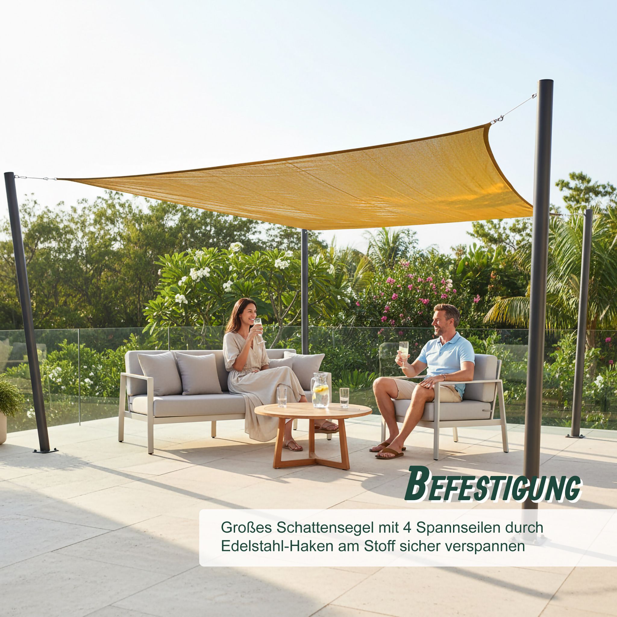 Sonnensegel HDPE Beige von Relaxdays