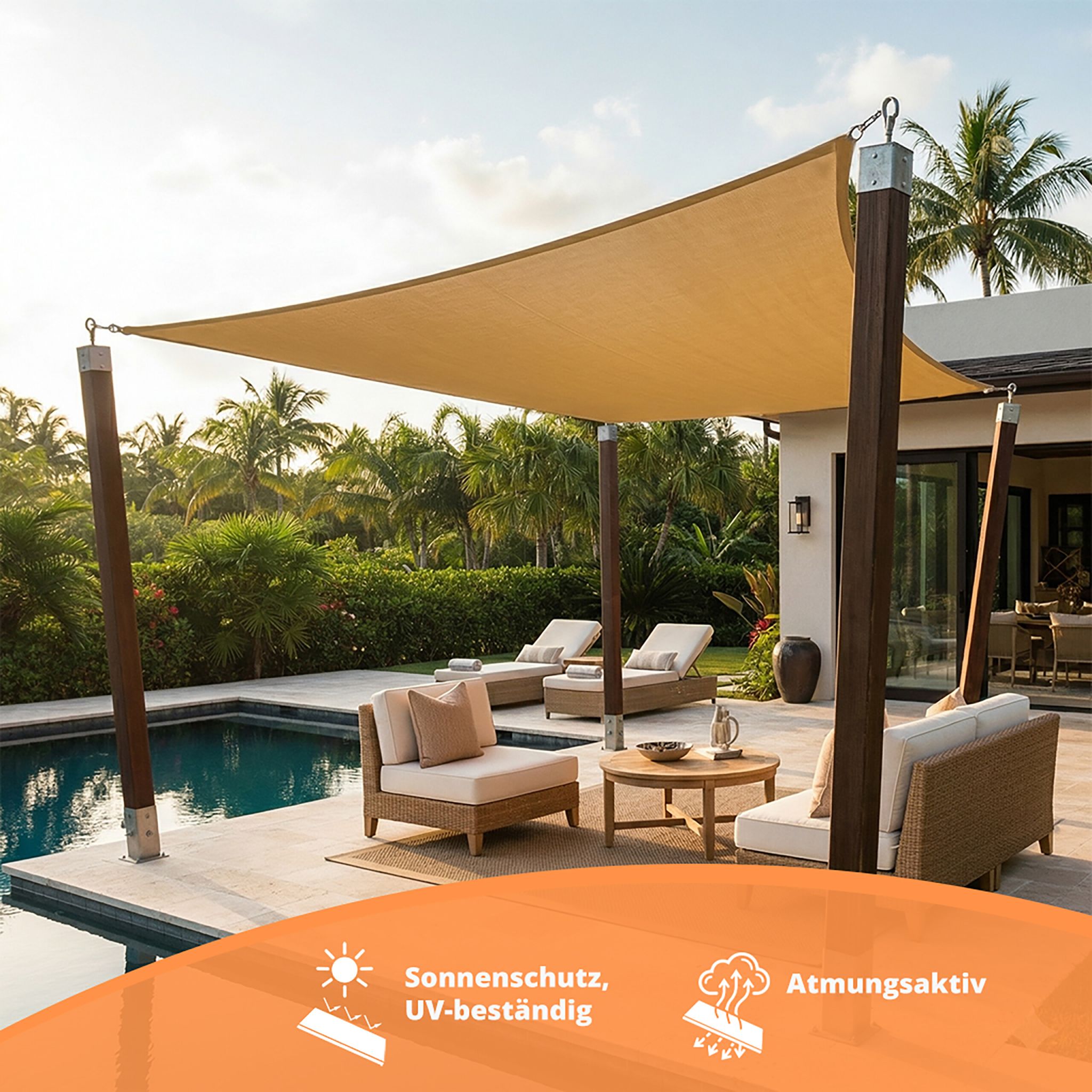 Sonnensegel HDPE Beige von Relaxdays