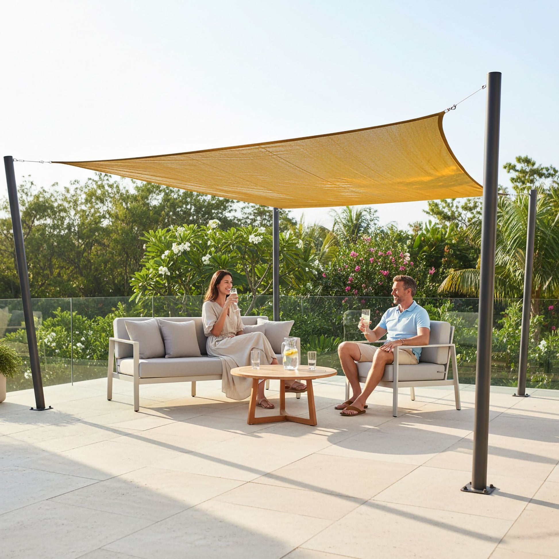 Sonnensegel HDPE Beige von Relaxdays