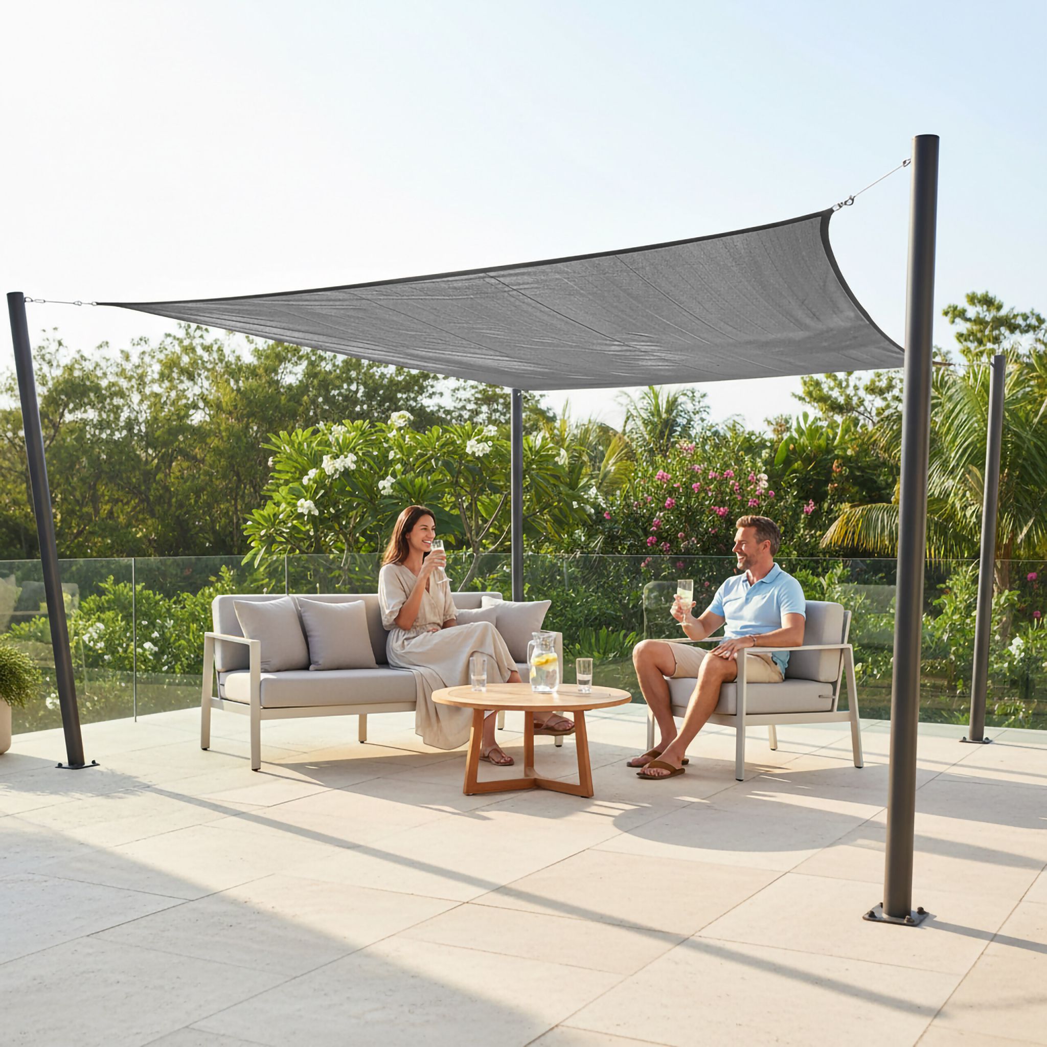 Sonnensegel HDPE Anthrazit von Relaxdays
