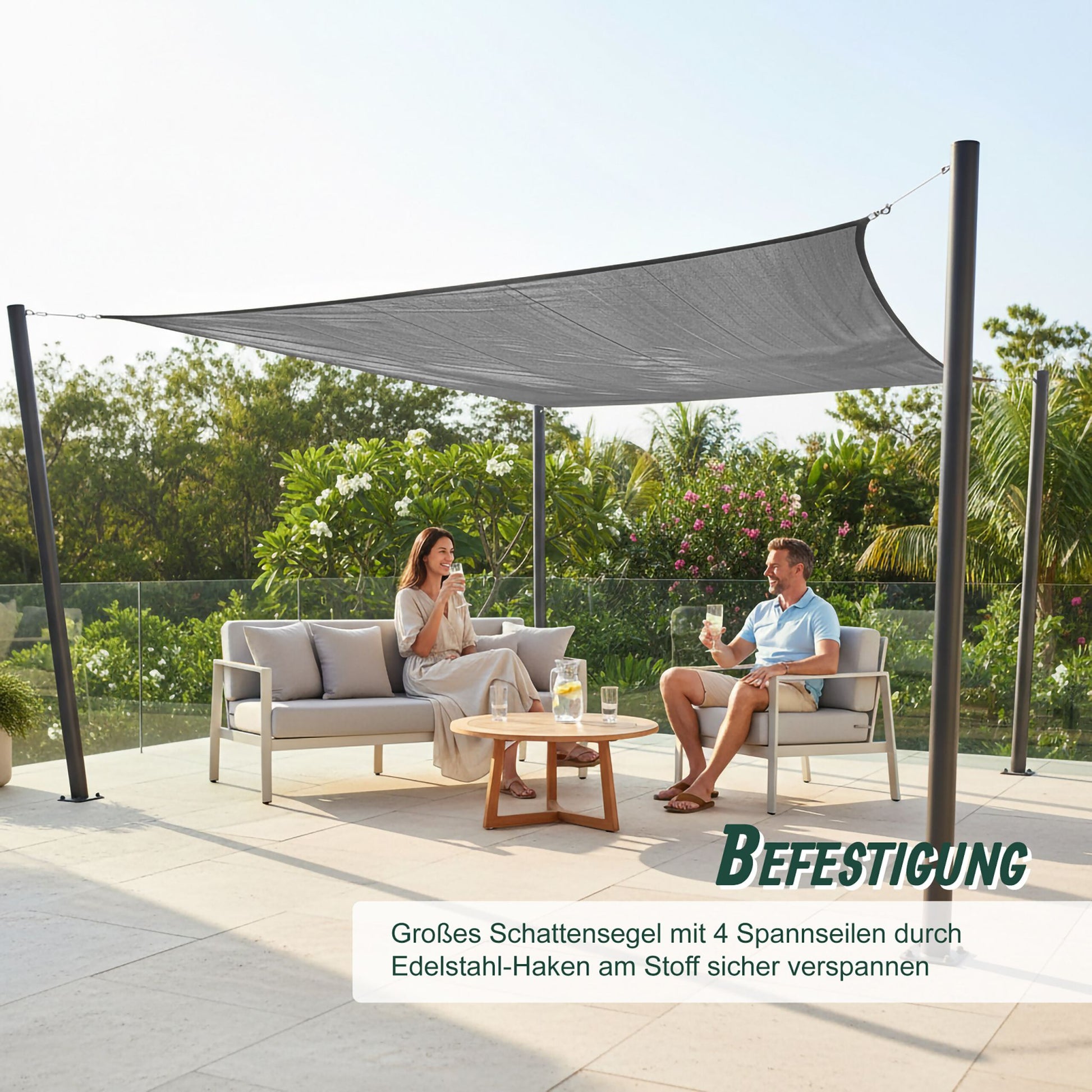 Sonnensegel HDPE Anthrazit von Relaxdays