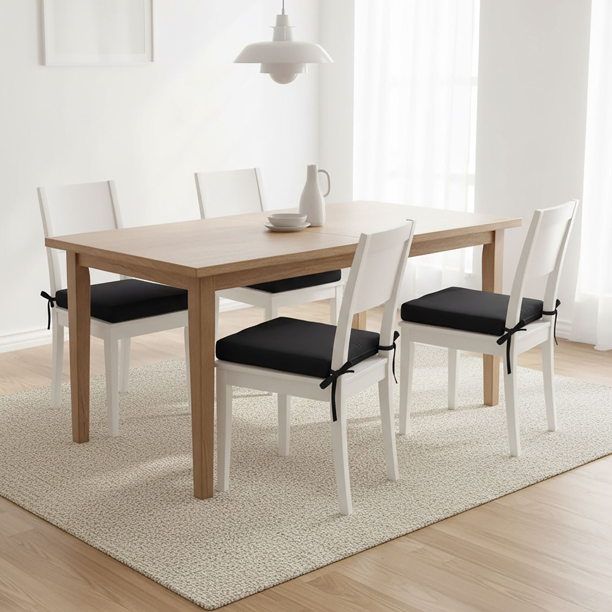 Flache Stuhlkissen 4er-Set Schwarz von Relaxdays