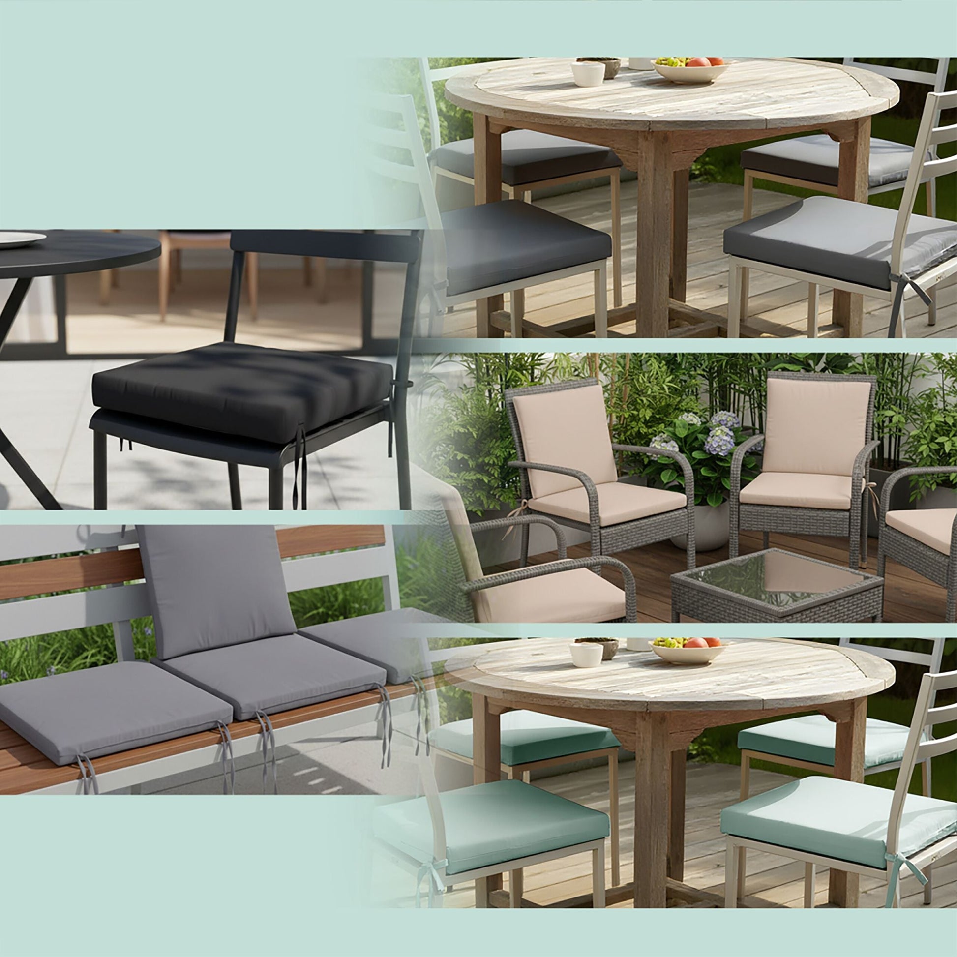 Flache Stuhlkissen 4er-Set Schwarz von Relaxdays