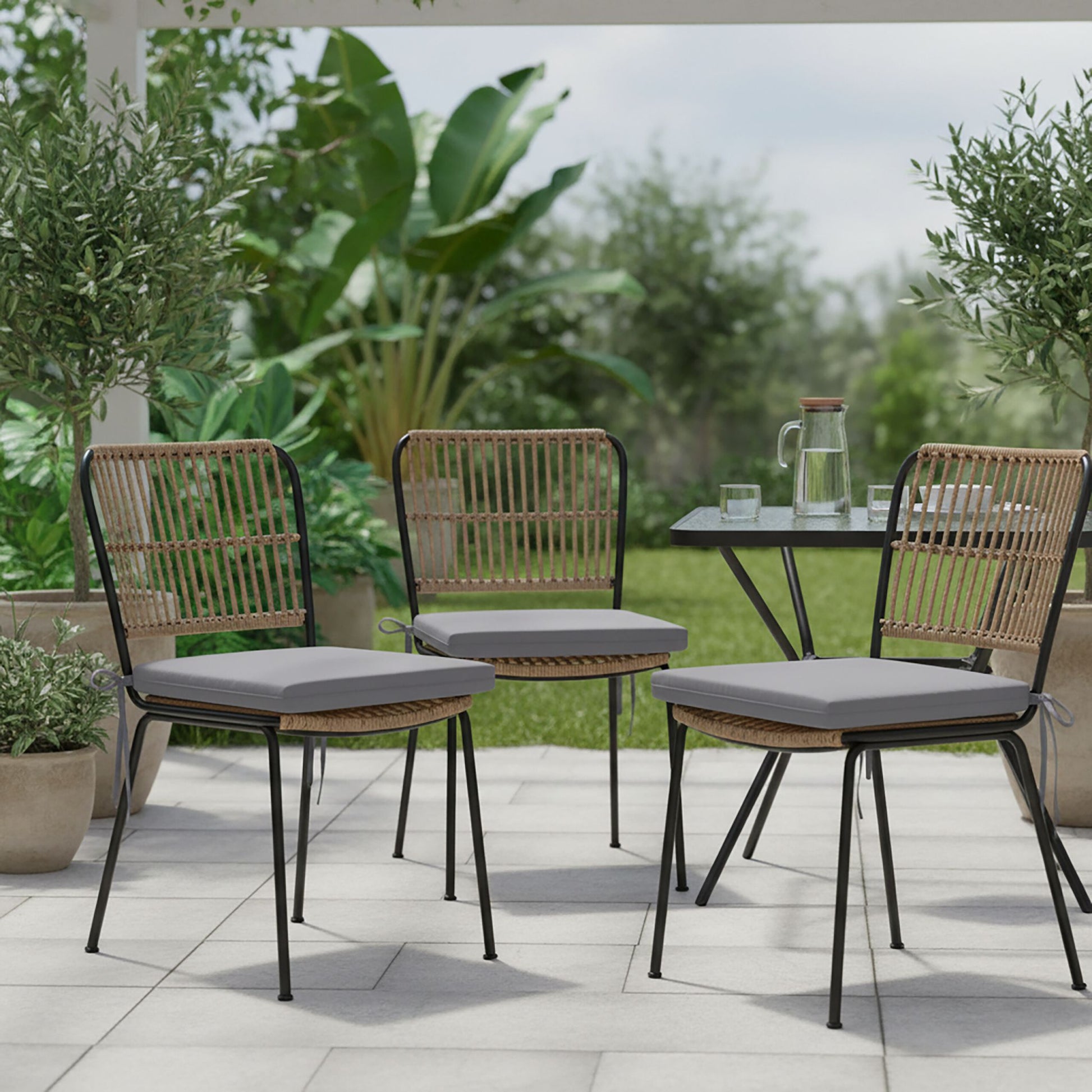 Flache Stuhlkissen 4er-Set Grau von Relaxdays
