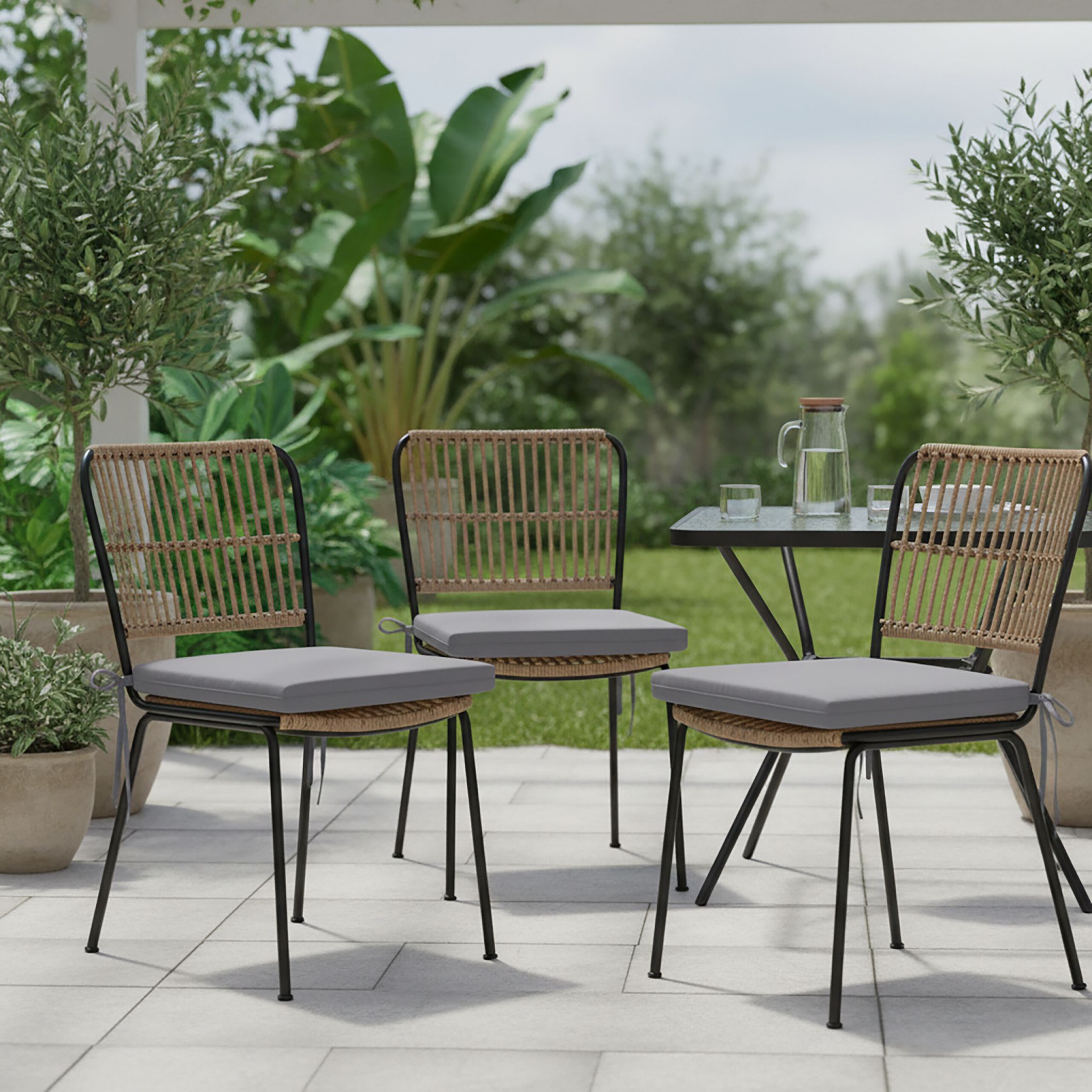 Flache Stuhlkissen 4er-Set Grau von Relaxdays