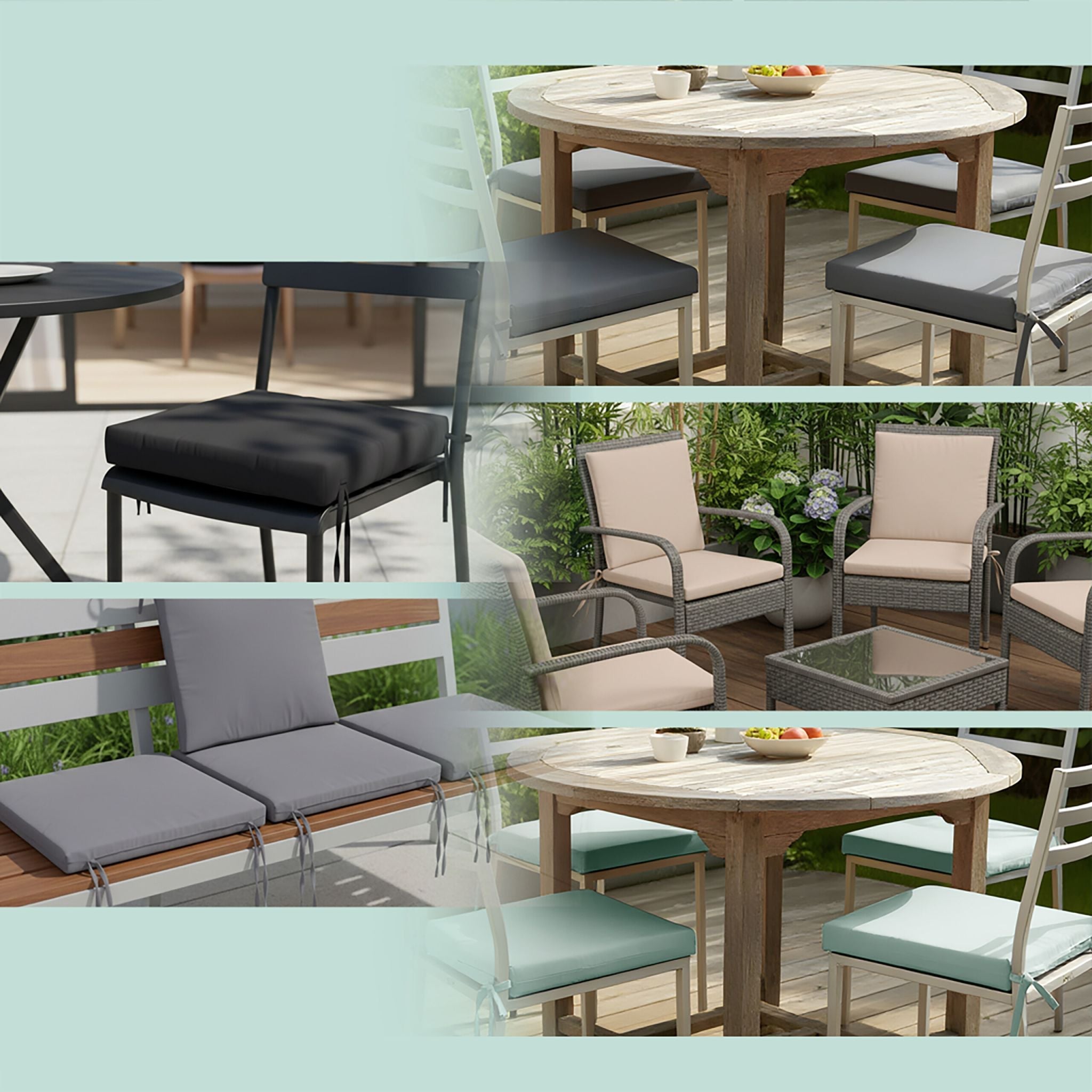 Flache Stuhlkissen 4er-Set Grau von Relaxdays
