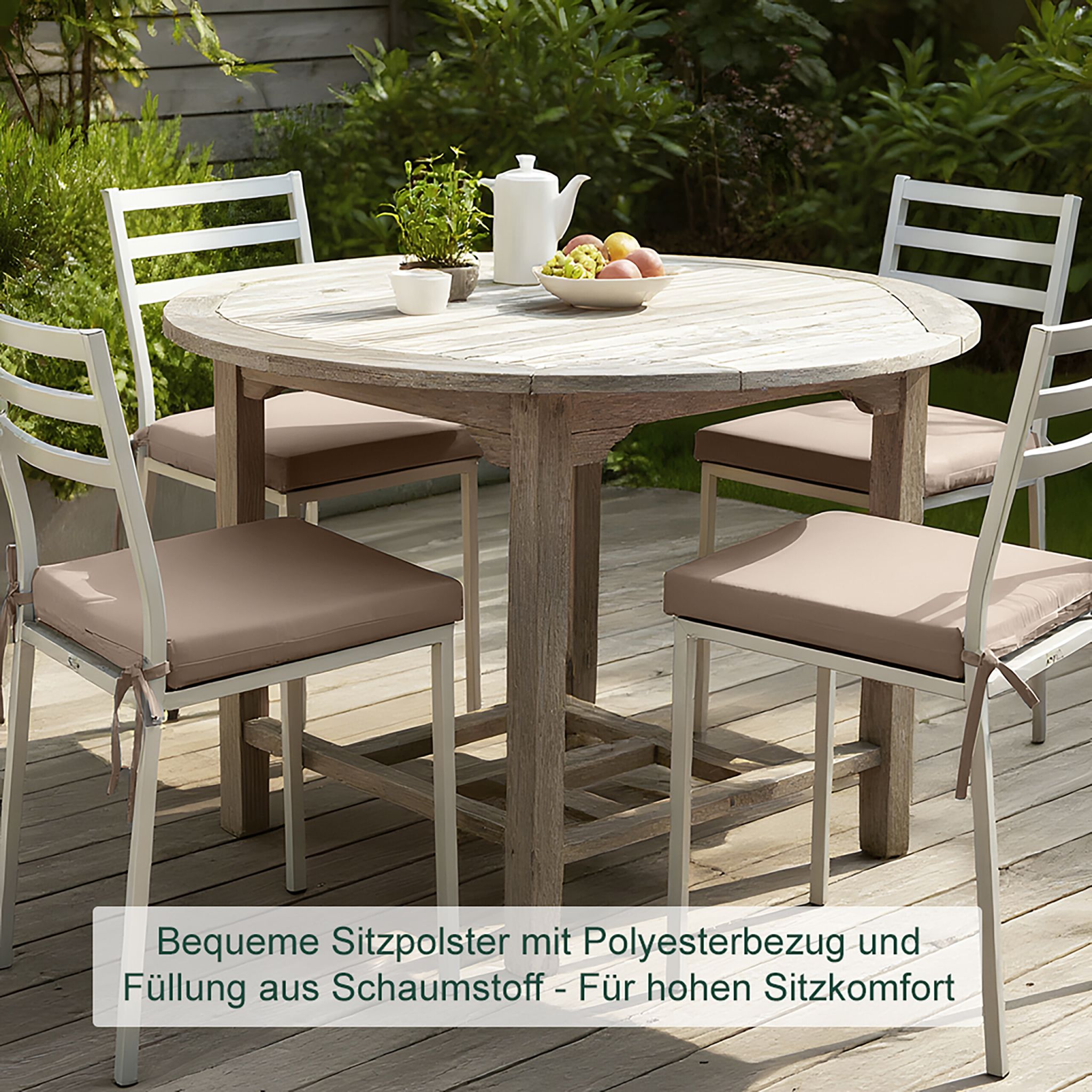 Flache Stuhlkissen 4er-Set Beige von Relaxdays