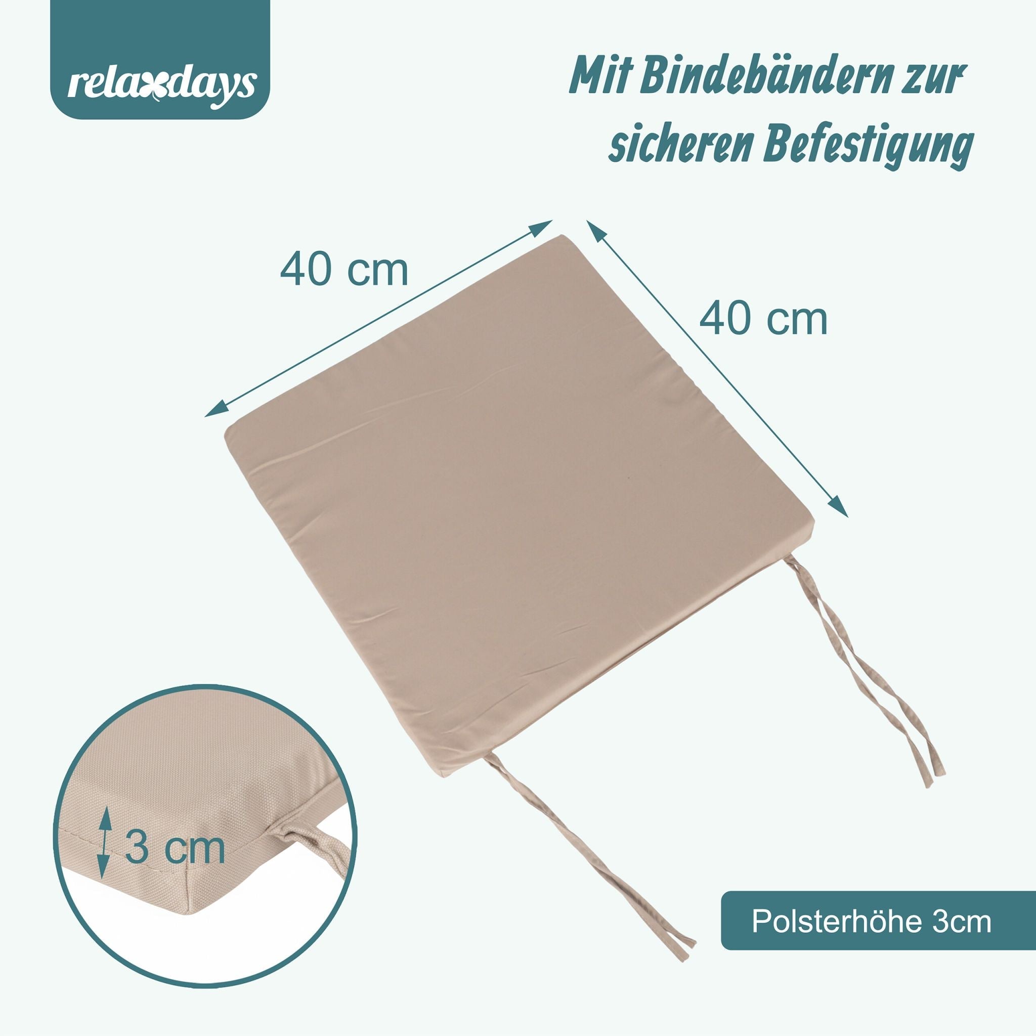 Flache Stuhlkissen 4er-Set Beige von Relaxdays