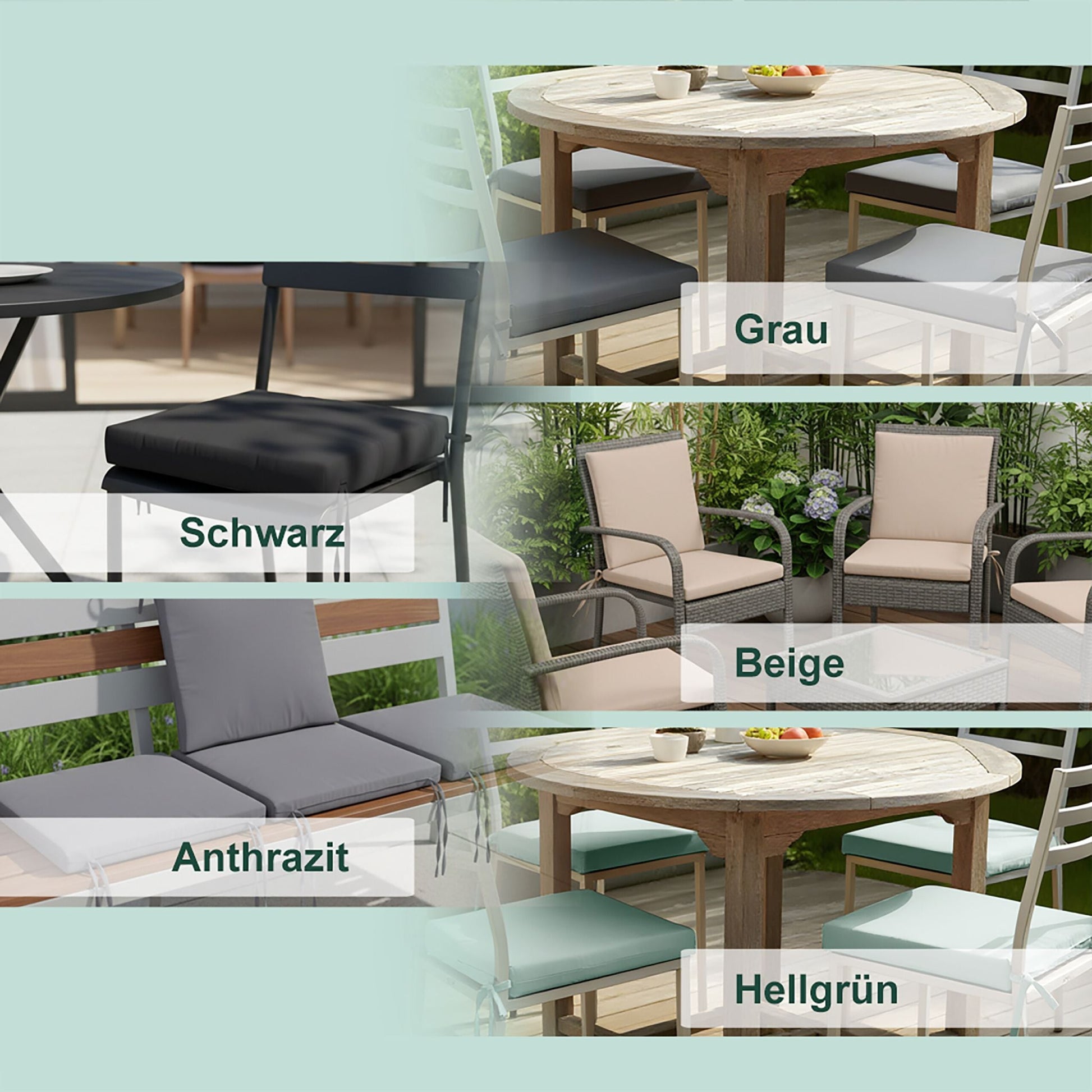 Flache Stuhlkissen 4er-Set Beige von Relaxdays