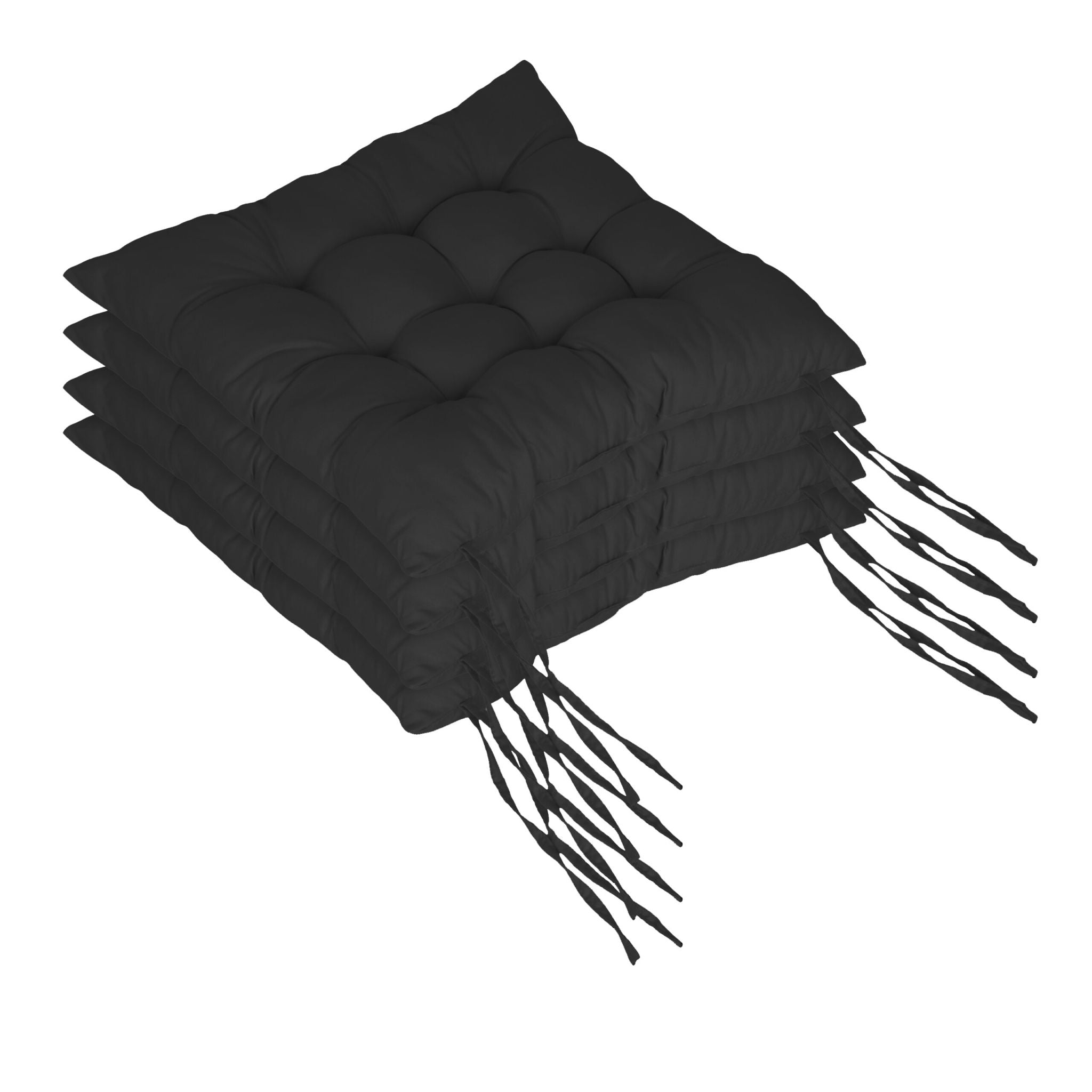 Gesteppte Stuhlkissen 4er-Set Schwarz von Relaxdays