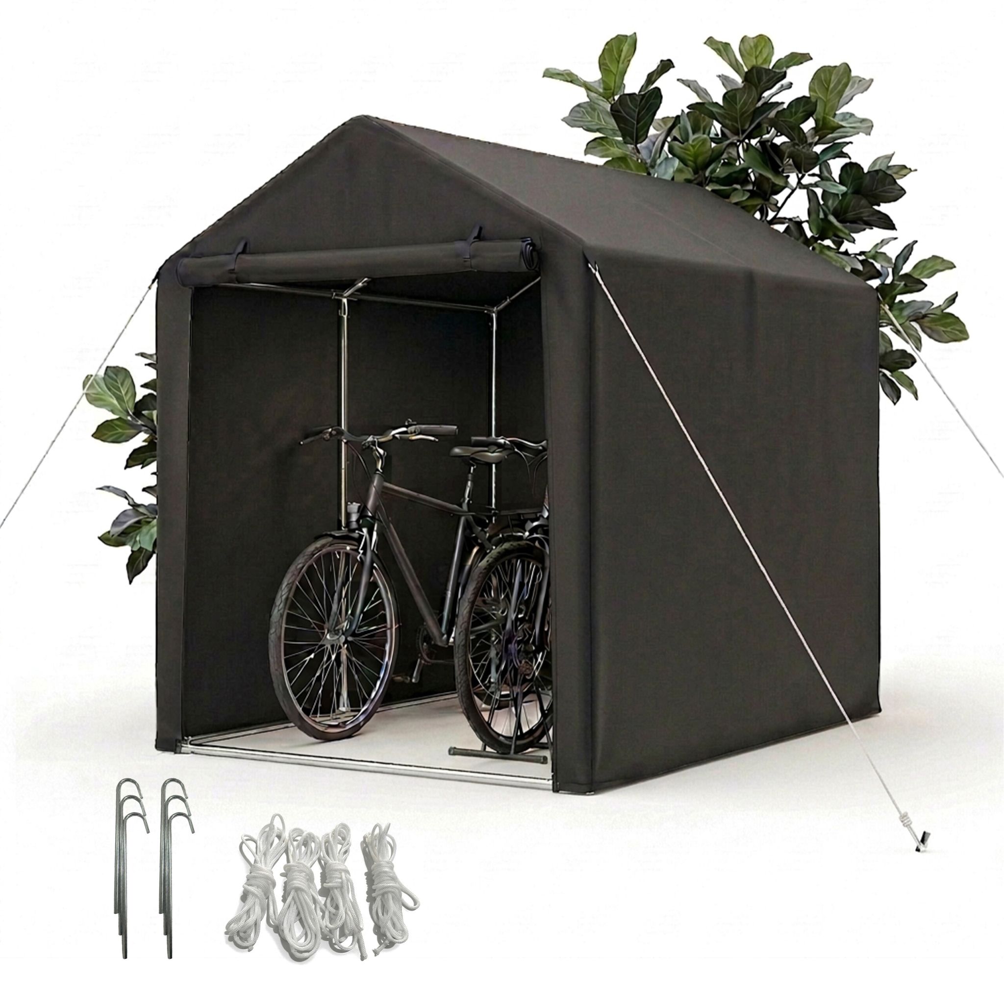 Mobile Fahrradgarage für 2 Fahrräder Schwarz von Relaxdays