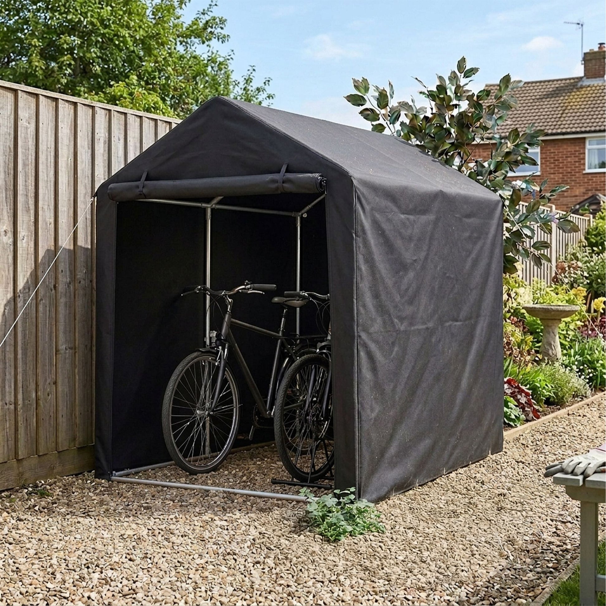 Mobile Fahrradgarage für 2 Fahrräder Schwarz von Relaxdays