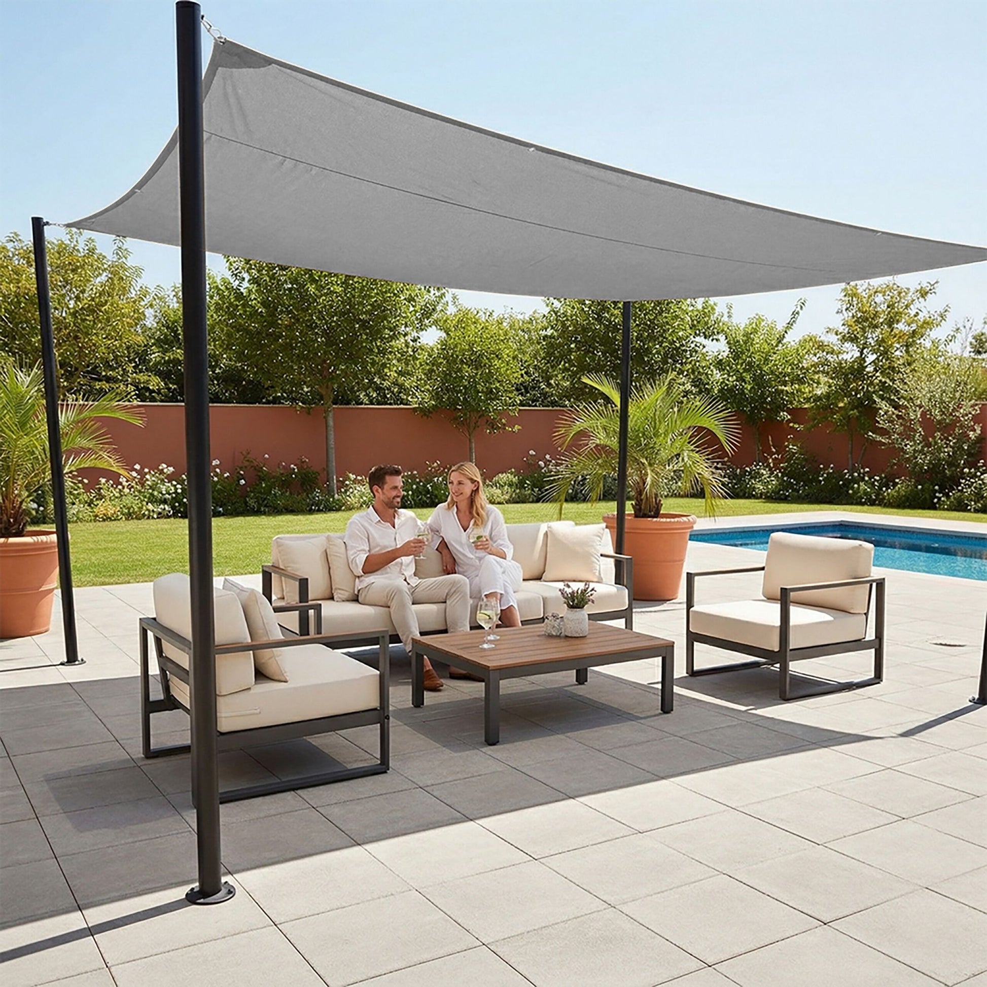 Sonnensegel Polyester Anthrazit von Relaxdays