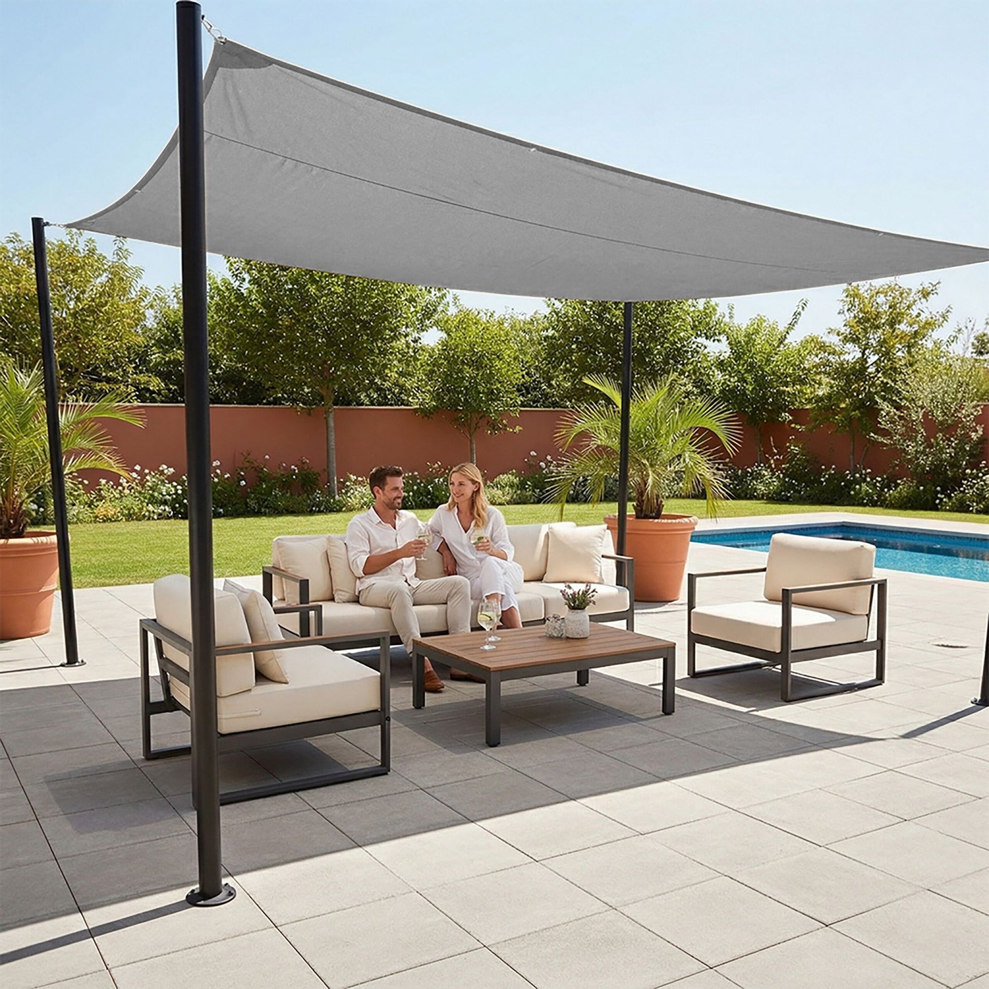 Sonnensegel Polyester Anthrazit von Relaxdays
