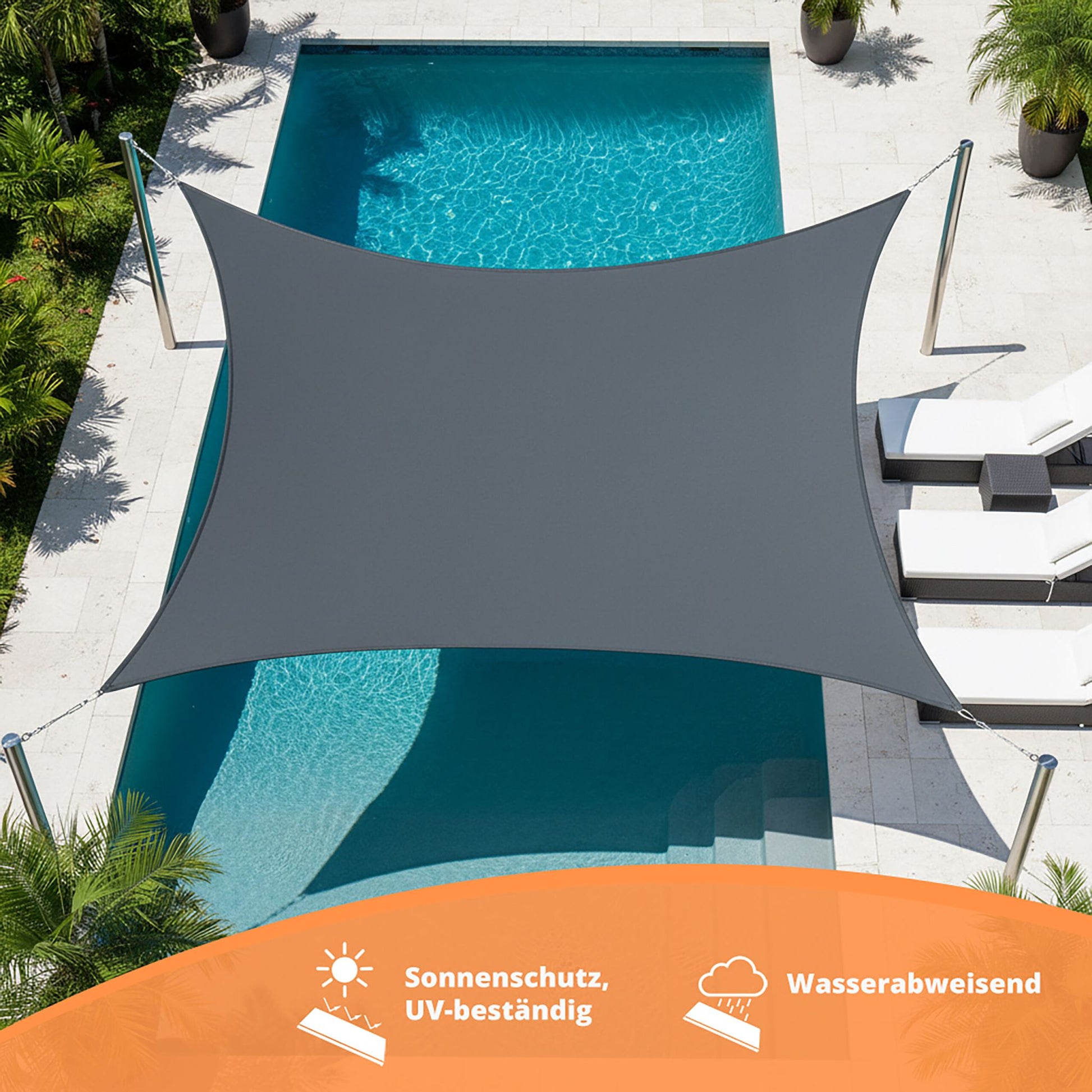 Sonnensegel Polyester Anthrazit von Relaxdays