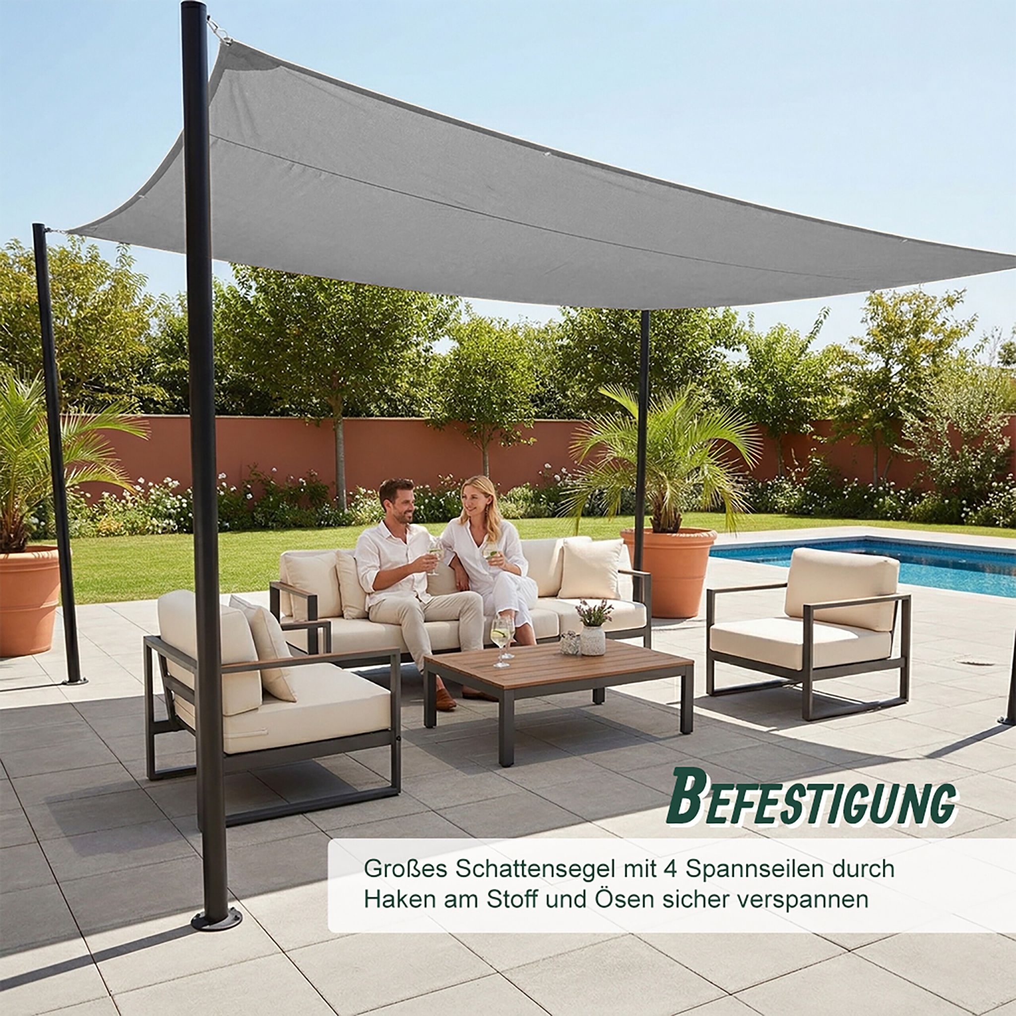Sonnensegel Polyester Anthrazit von Relaxdays